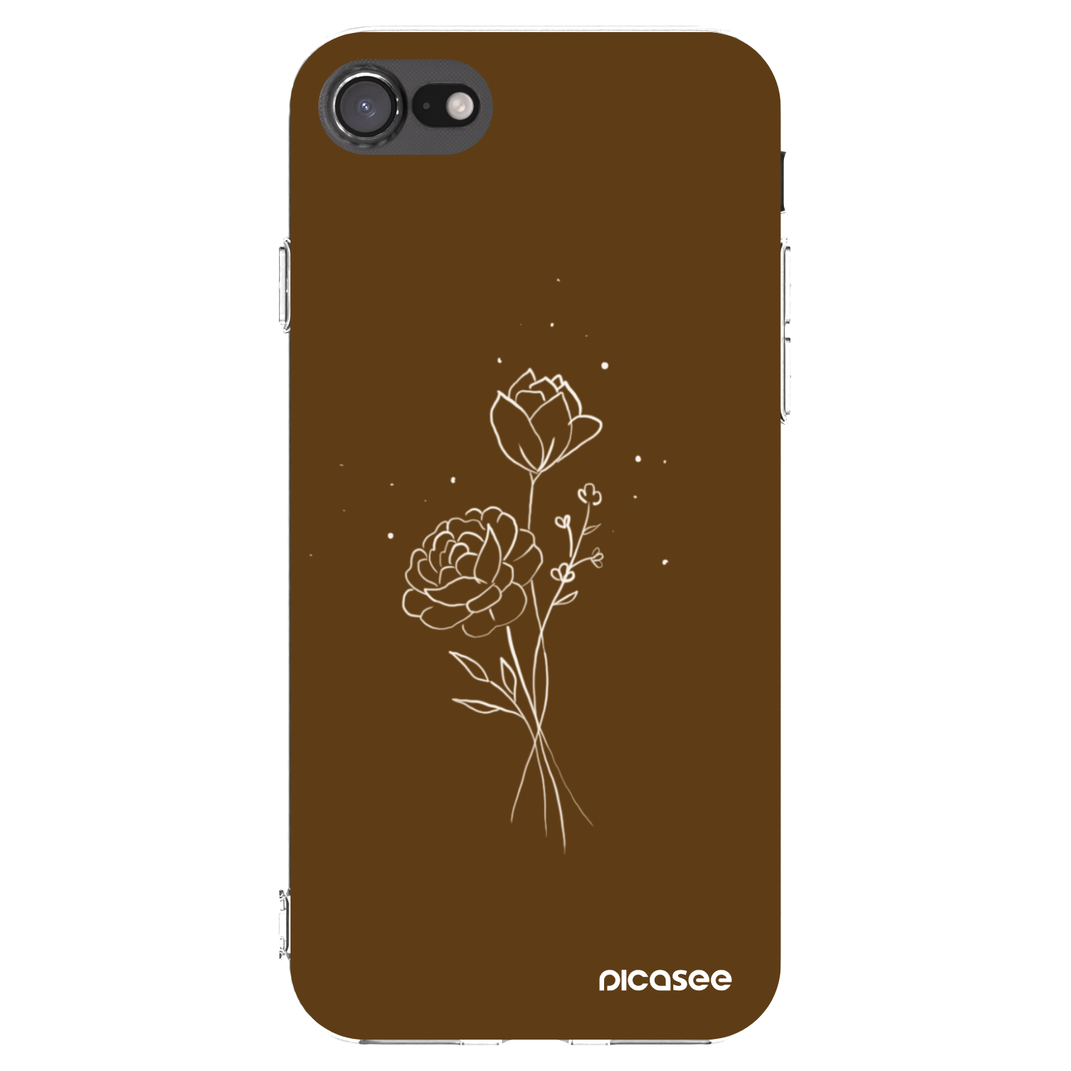 Picasee husă transparentă din silicon pentru Apple iPhone 7 - Brown flowers