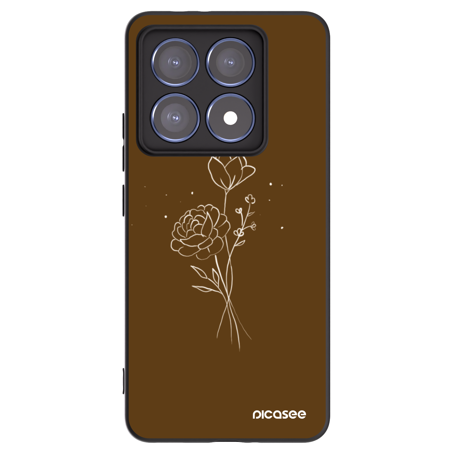 Picasee husă neagră din silicon pentru Xiaomi 14T Pro - Brown flowers