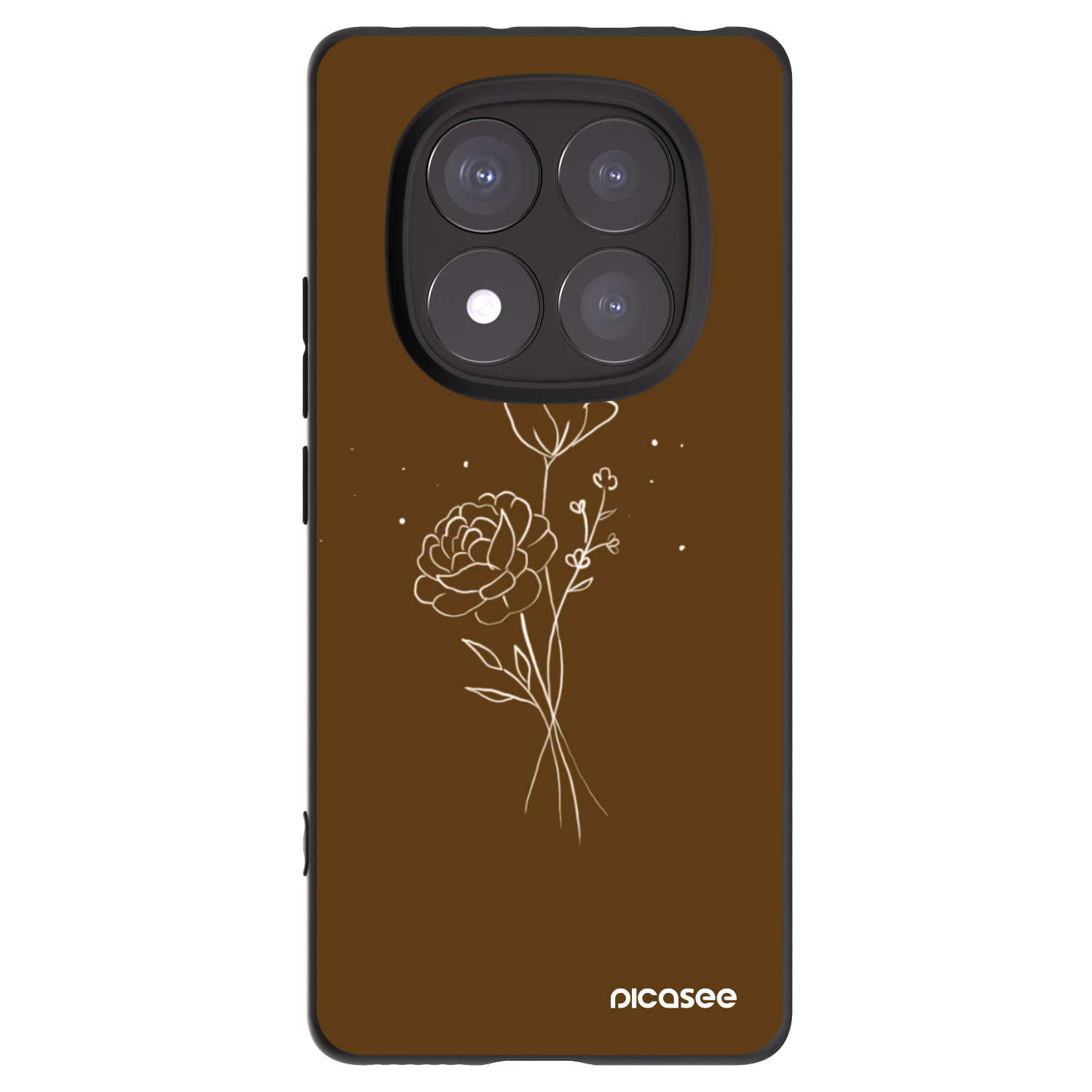 Picasee husă neagră din silicon pentru Xiaomi Redmi Note 14 Pro+ 5G - Brown flowers