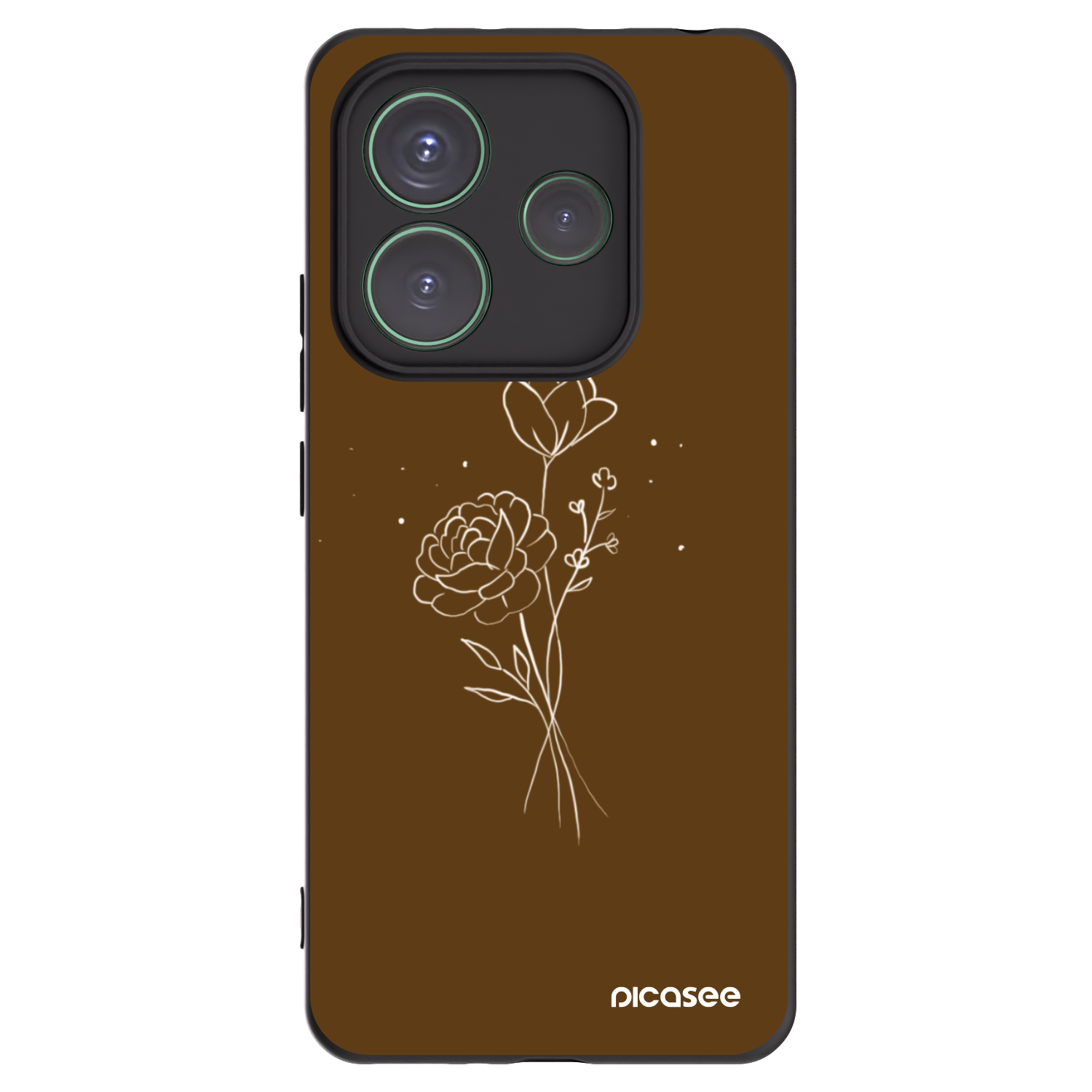 Picasee husă neagră din silicon pentru Xiaomi Redmi Note 14 5G - Brown flowers