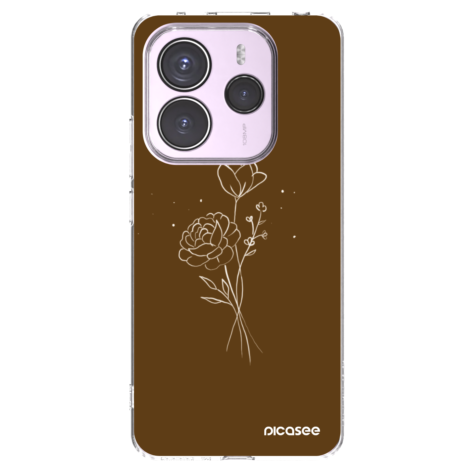 Picasee husă transparentă din silicon pentru Xiaomi Redmi Note 14 5G - Brown flowers