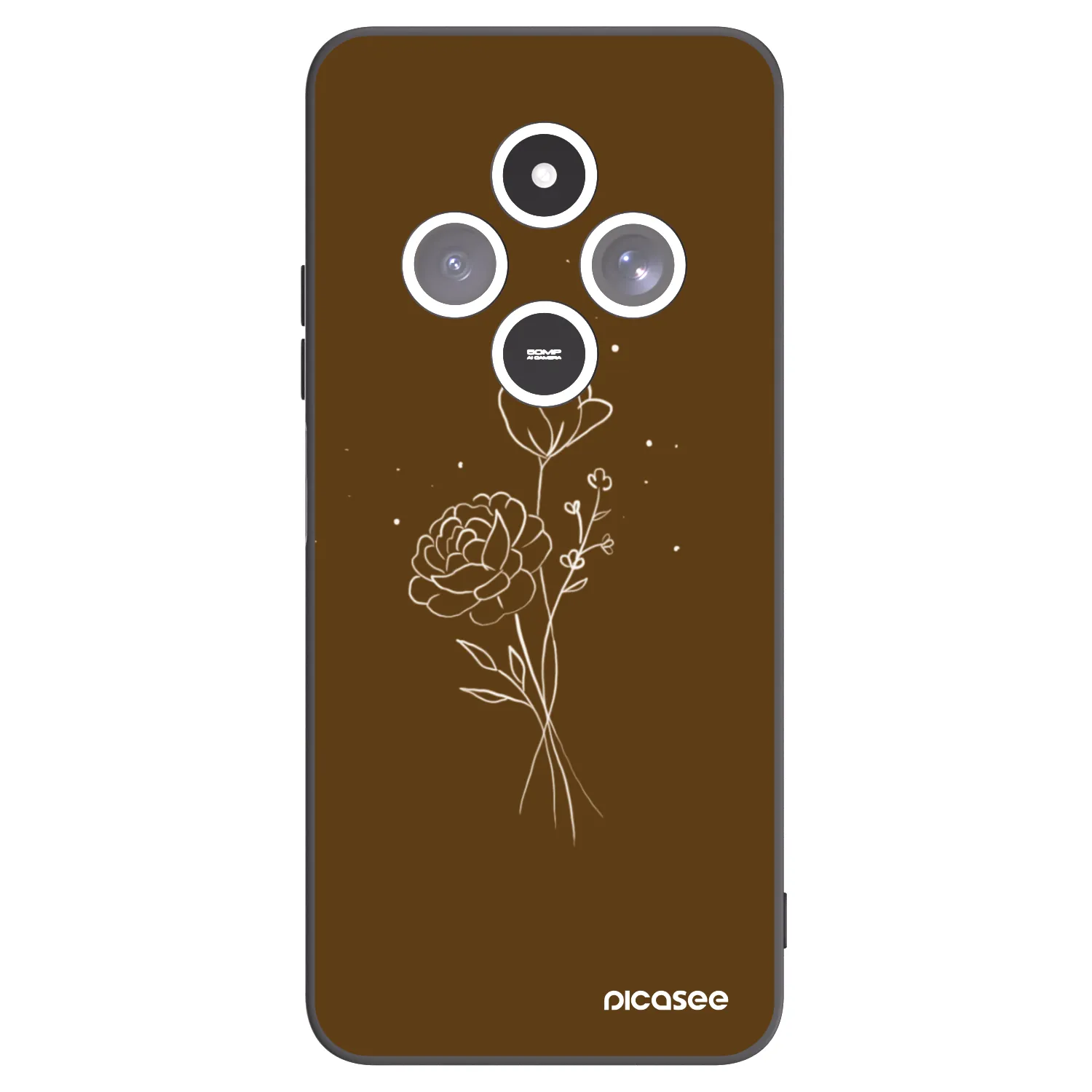Picasee husă neagră din silicon pentru Xiaomi Redmi 14C - Brown flowers