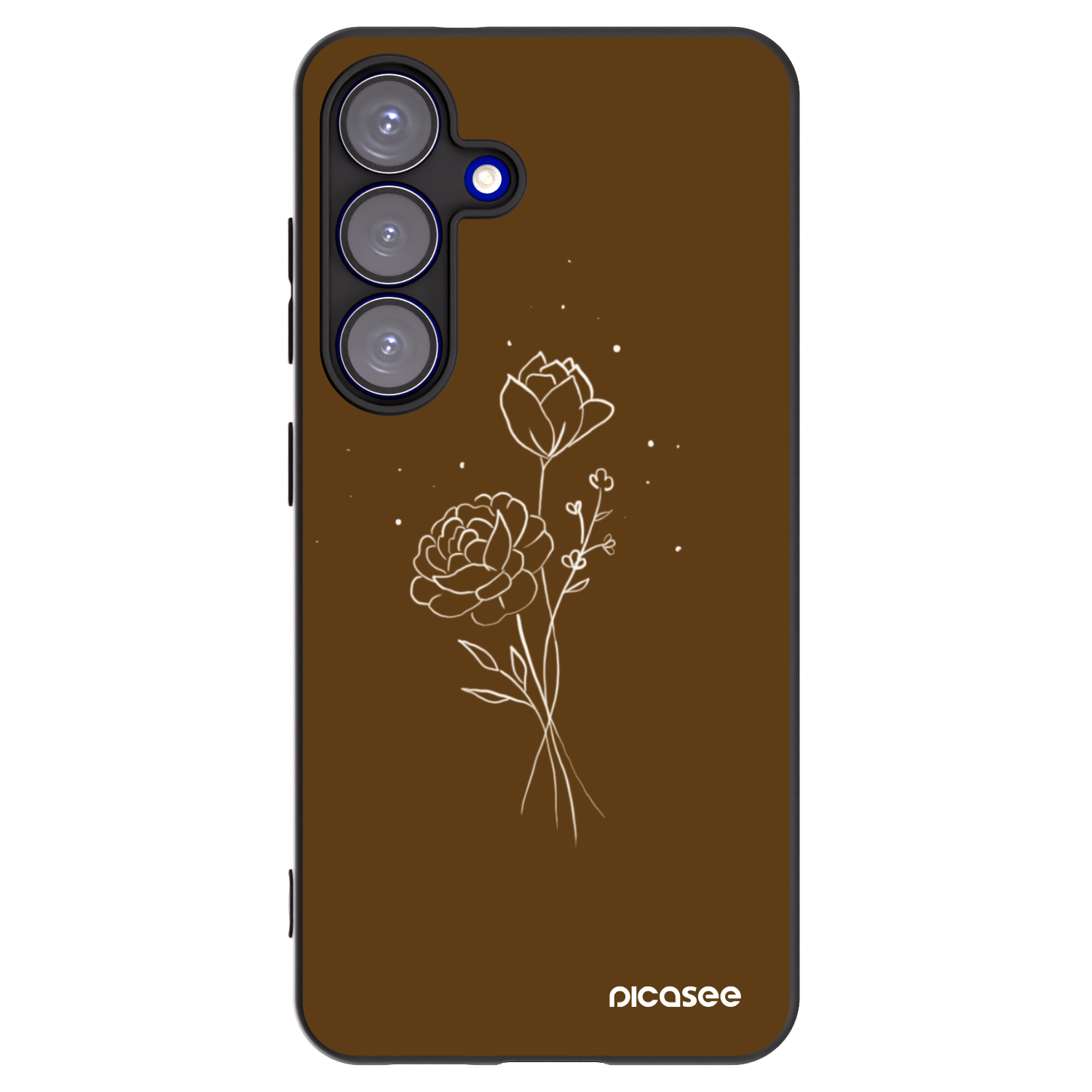 Picasee husă neagră din silicon pentru Samsung Galaxy S25 5G - Brown flowers