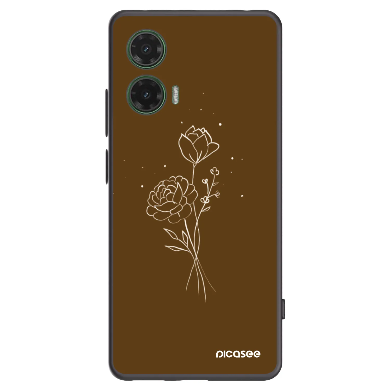 Picasee husă neagră din silicon pentru Motorola Moto G35 5G - Brown flowers