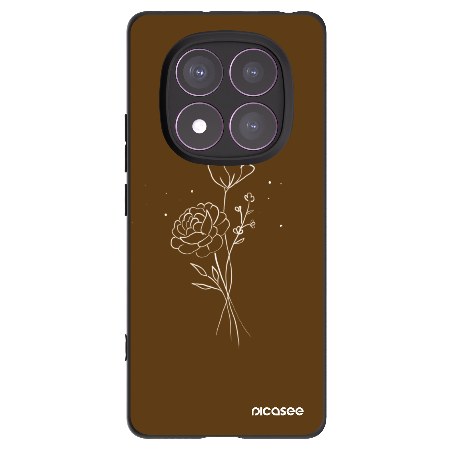 Picasee husă neagră din silicon pentru Xiaomi Redmi Note 14 Pro 4G - Brown flowers