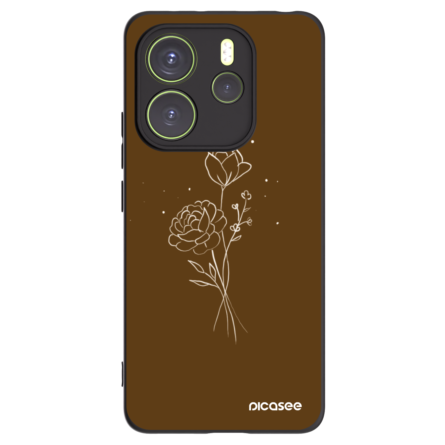 Picasee husă neagră din silicon pentru Xiaomi Redmi Note 14 4G - Brown flowers
