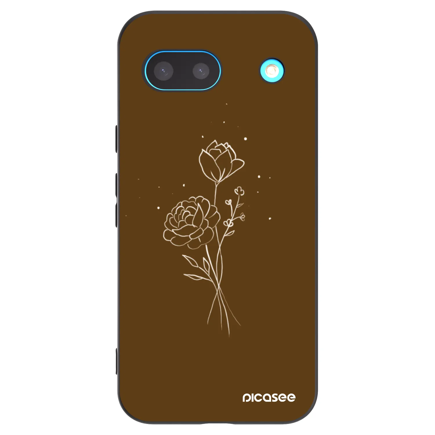 Picasee husă neagră din silicon pentru Google Pixel 8a - Brown flowers