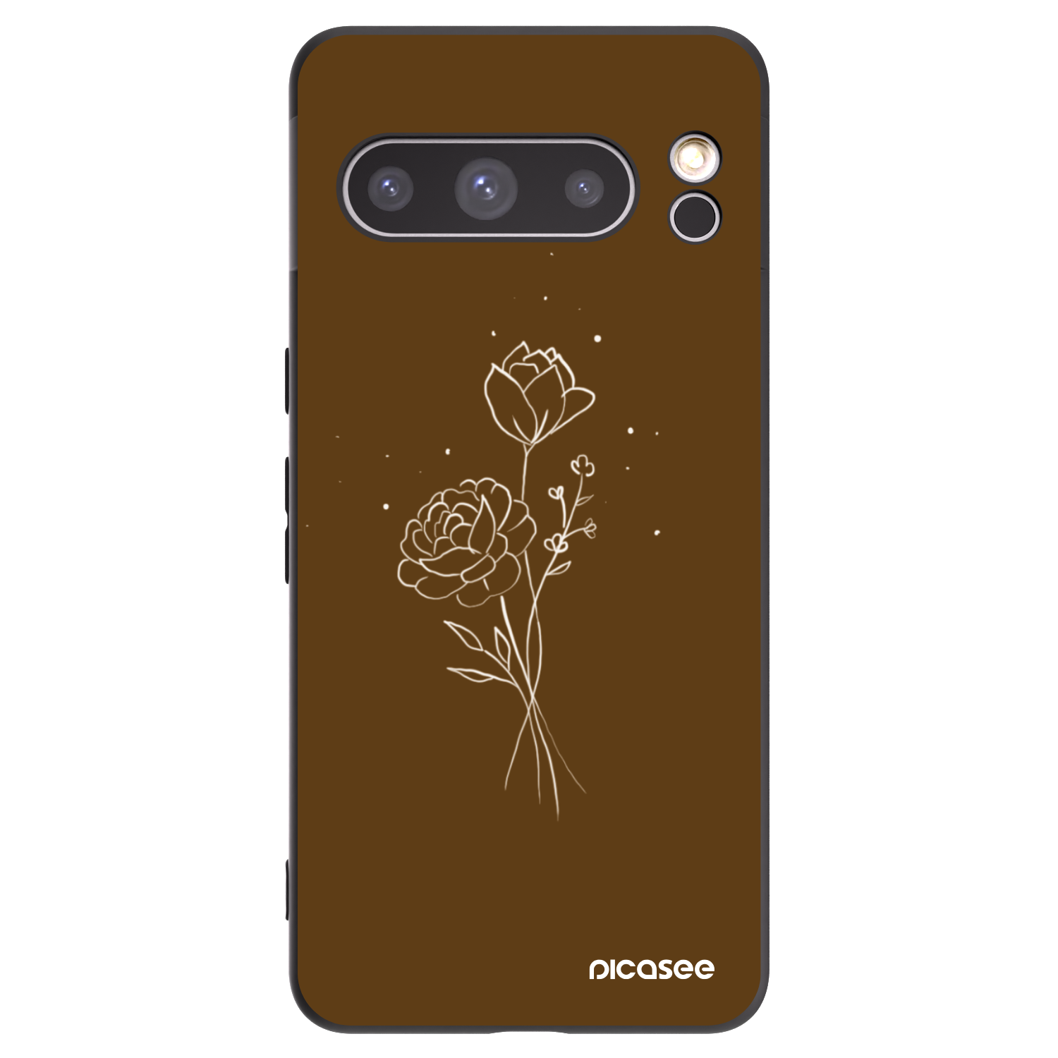 Picasee husă neagră din silicon pentru Google Pixel 8 Pro - Brown flowers