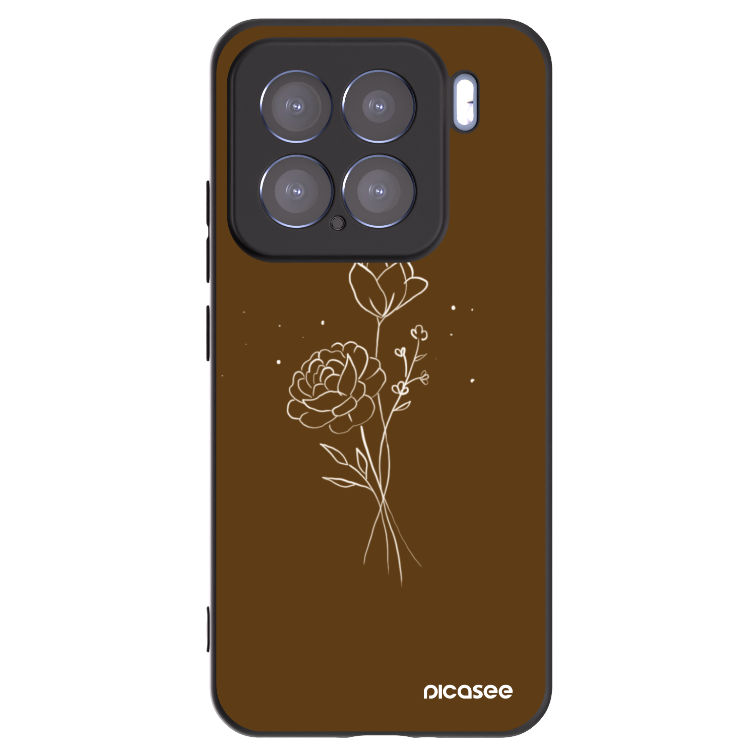 Picasee husă neagră din silicon pentru Xiaomi 15 - Brown flowers