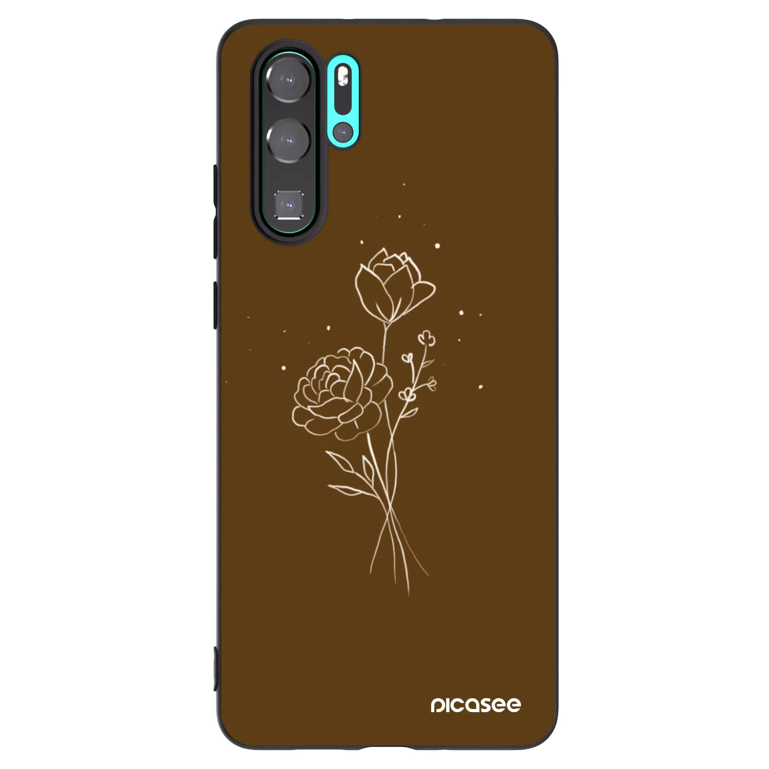 Picasee husă neagră din silicon pentru Huawei P30 Pro - Brown flowers