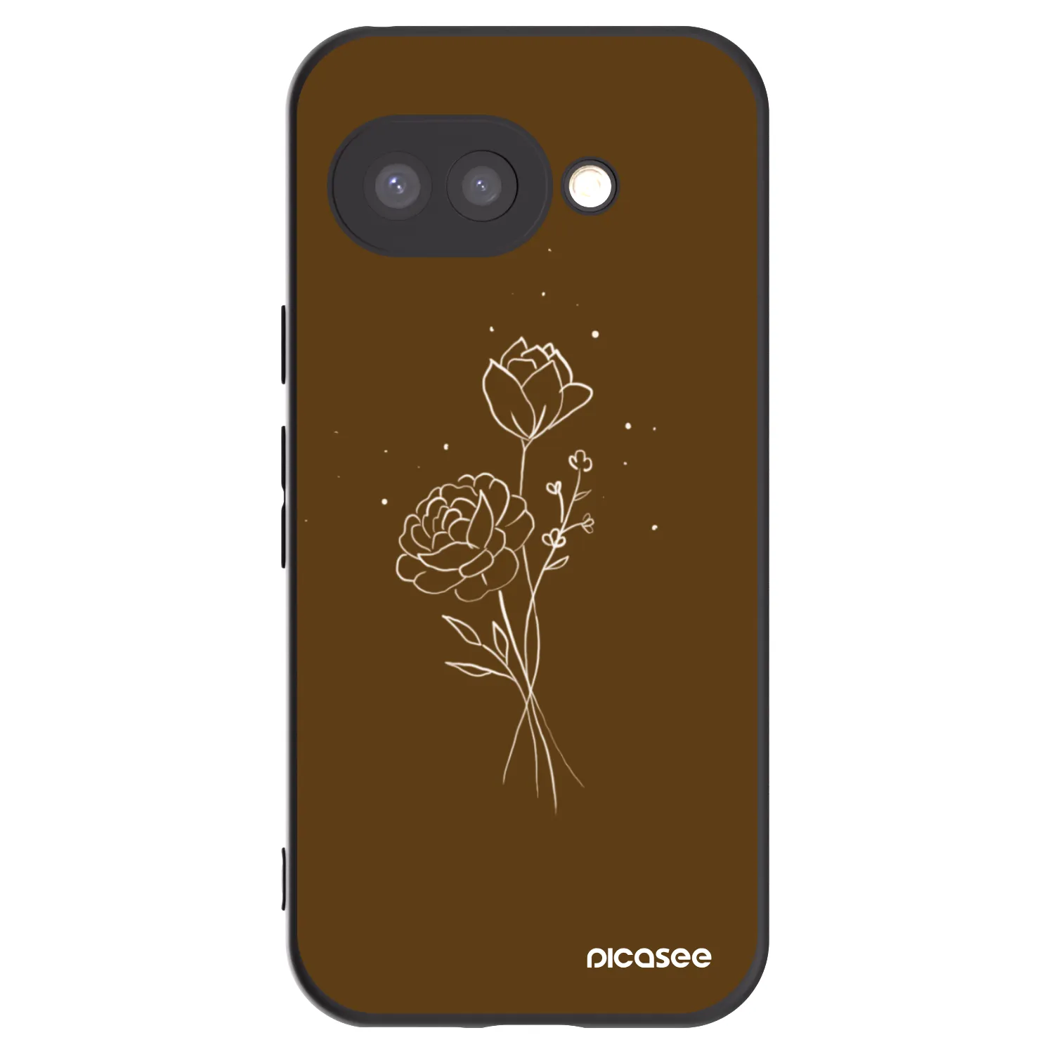 Picasee husă neagră din silicon pentru Google Pixel 9a - Brown flowers