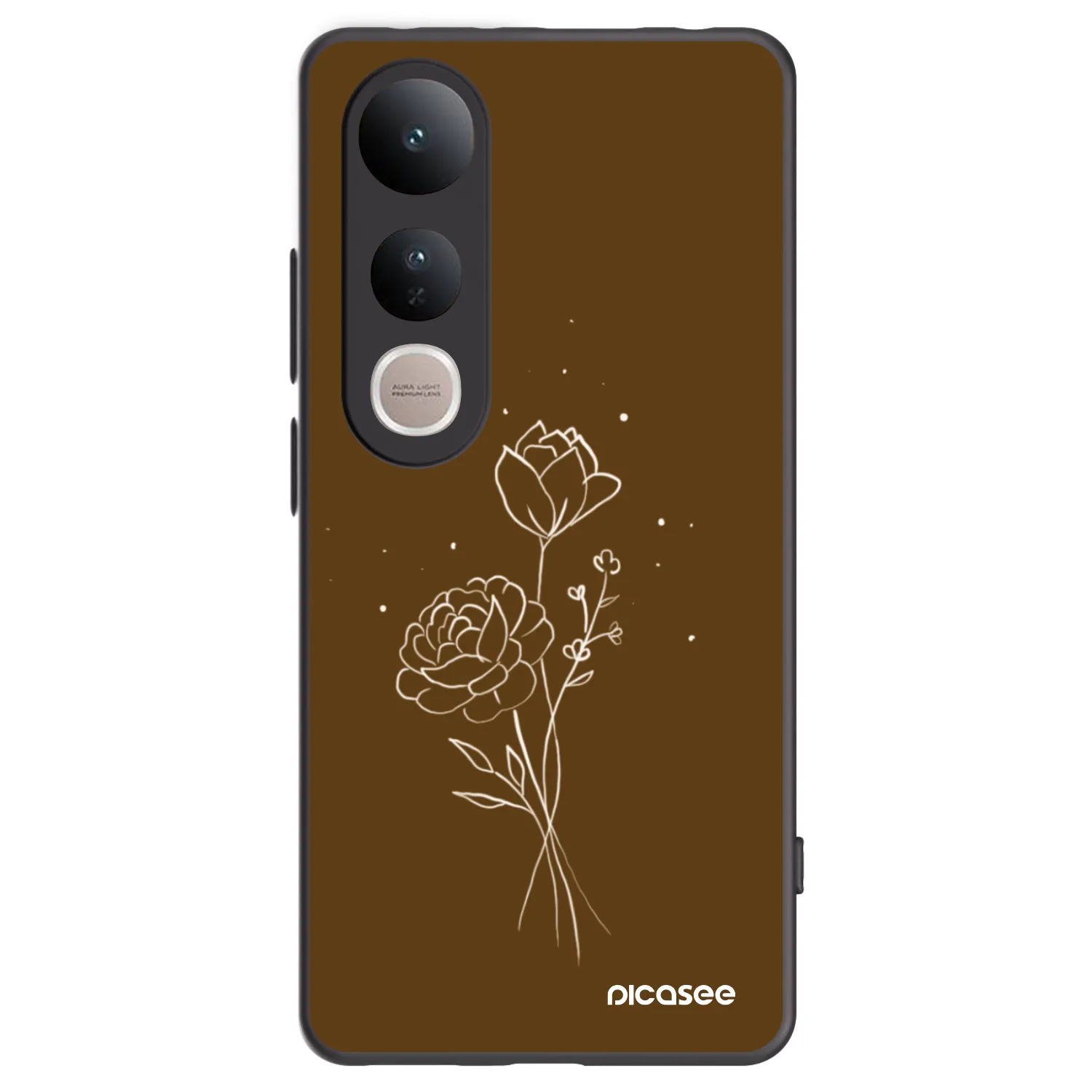 Picasee husă neagră din silicon pentru Vivo V50 Lite 5G - Brown flowers