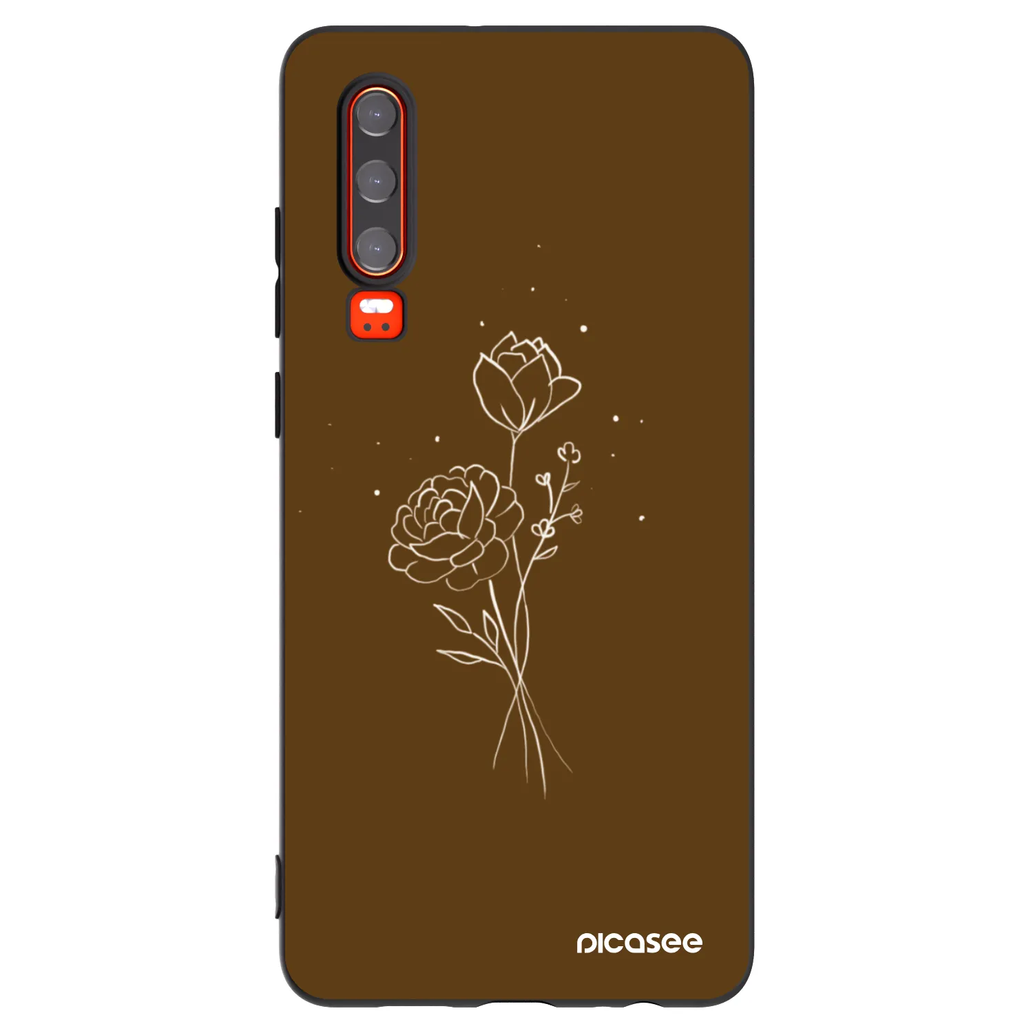 Picasee husă neagră din silicon pentru Huawei P30 - Brown flowers