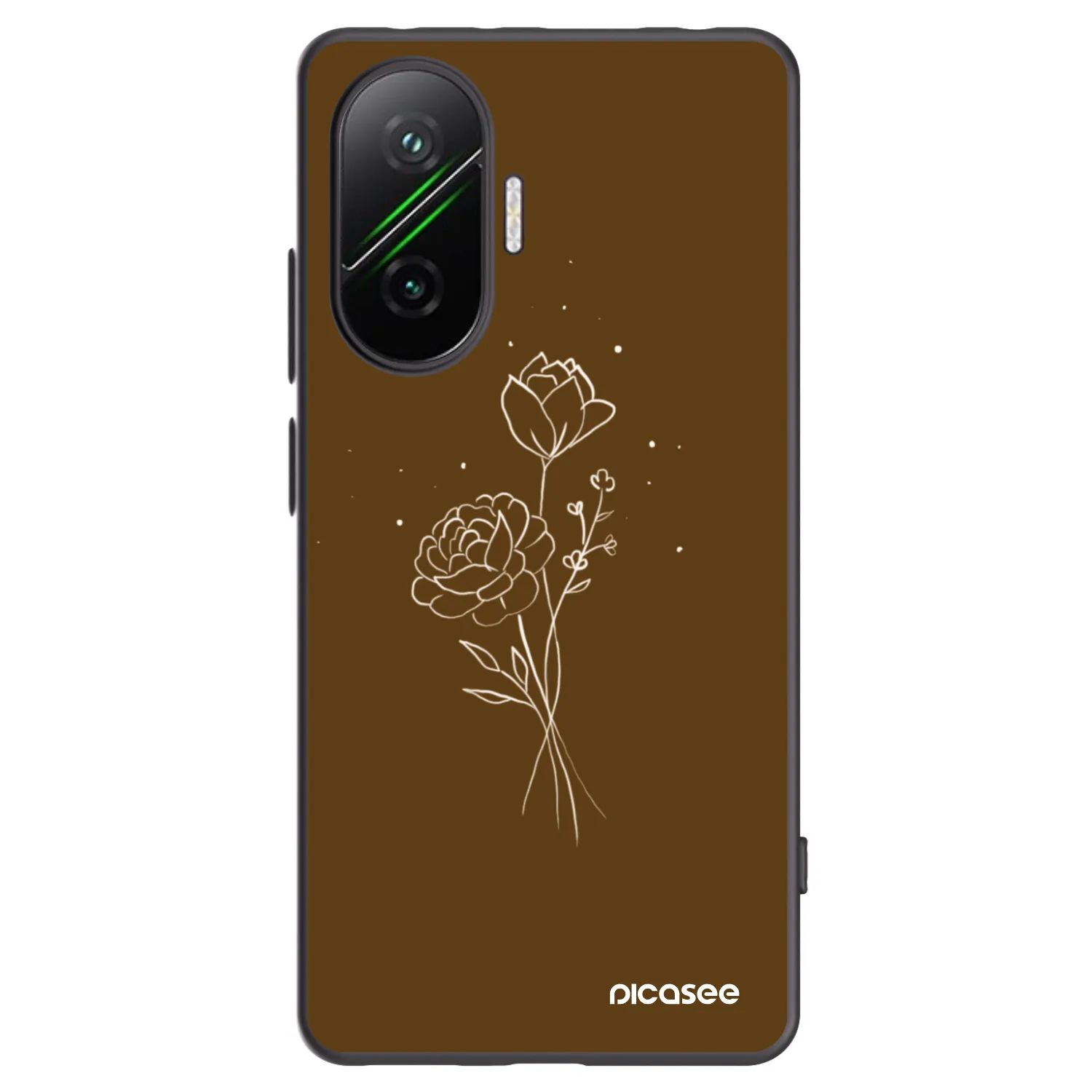 Picasee husă neagră din silicon pentru Xiaomi Poco F7 5G - Brown flowers