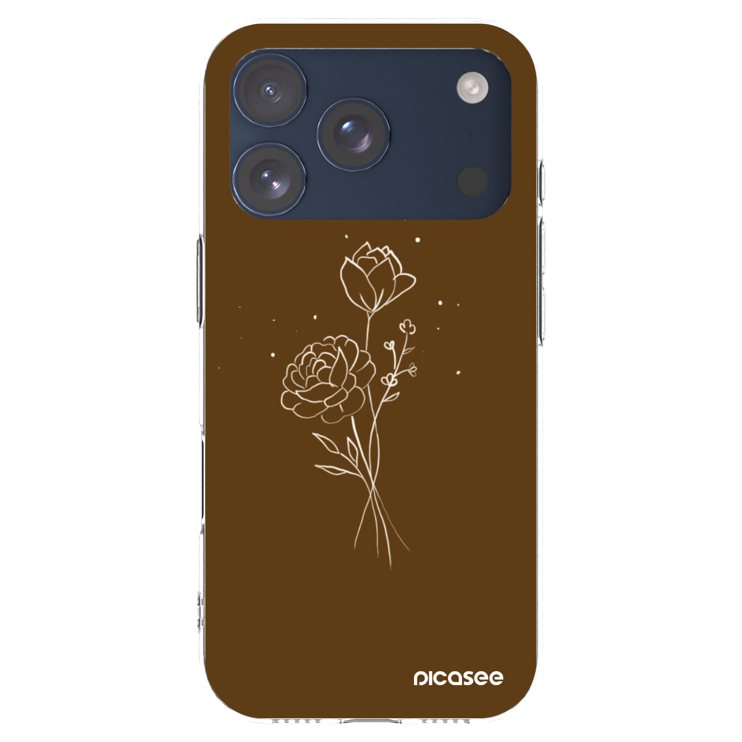 Picasee husă transparentă din silicon pentru Apple iPhone 17 Pro - Brown flowers