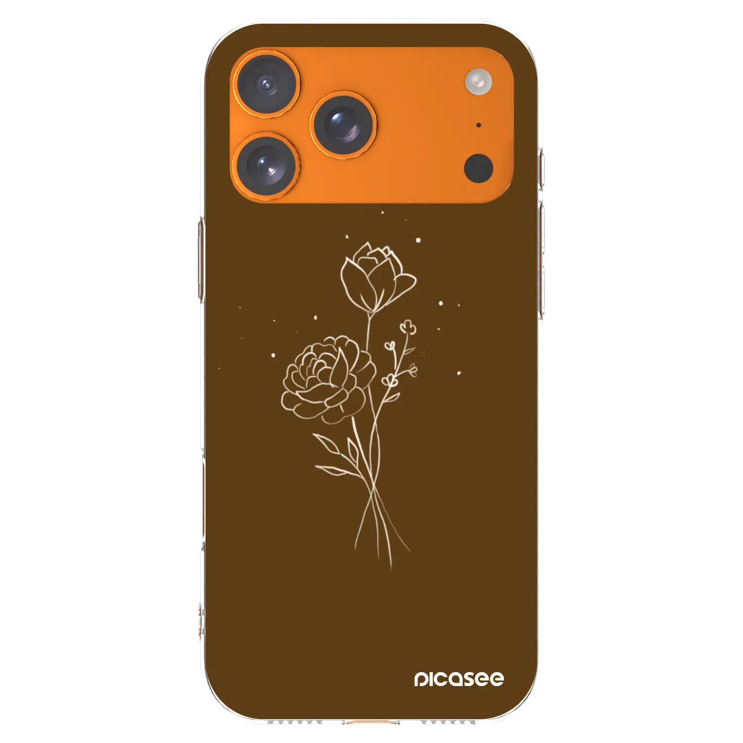 Picasee husă transparentă din silicon pentru Apple iPhone 17 Pro Max - Brown flowers