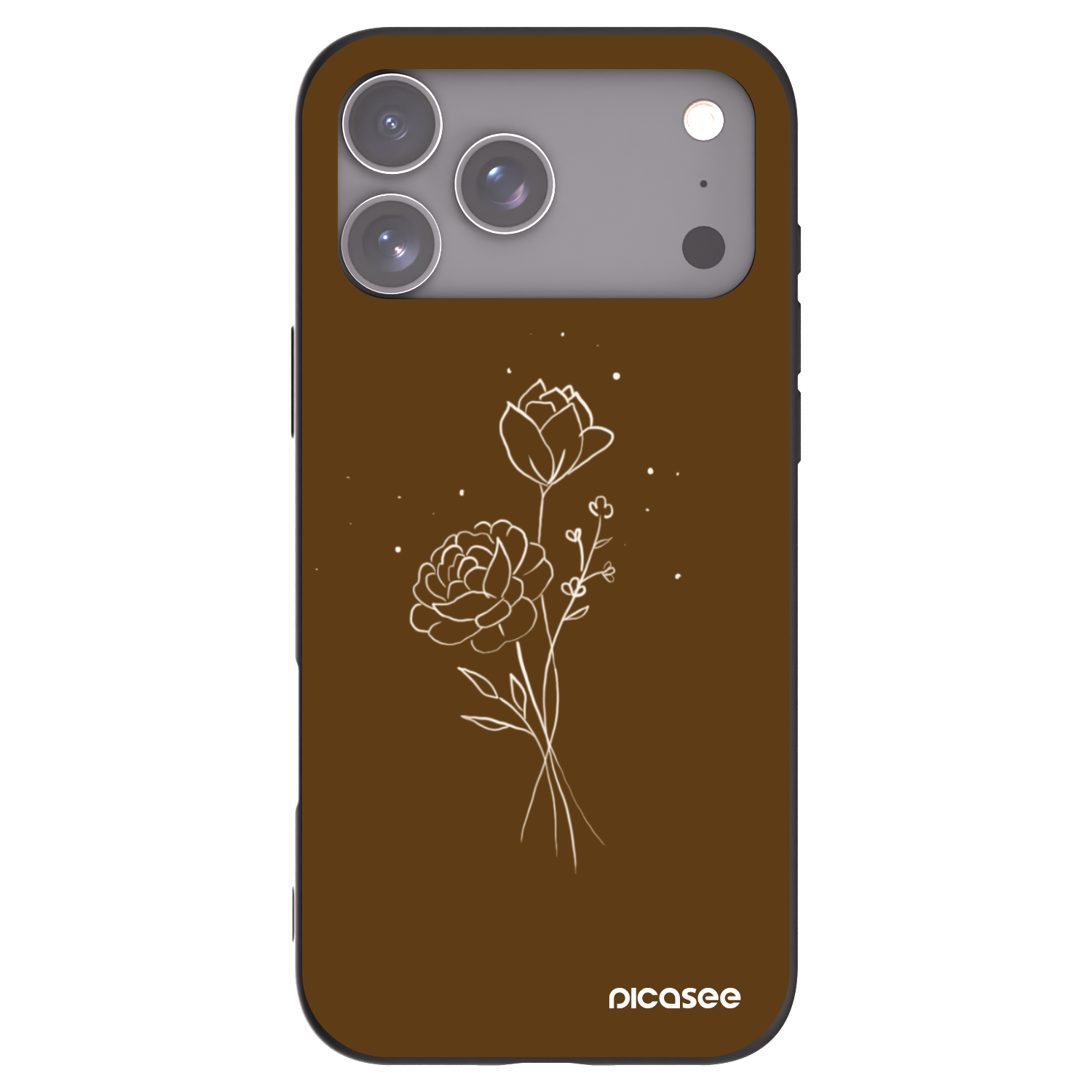 Picasee husă neagră din silicon pentru Apple iPhone 17 Pro Max - Brown flowers