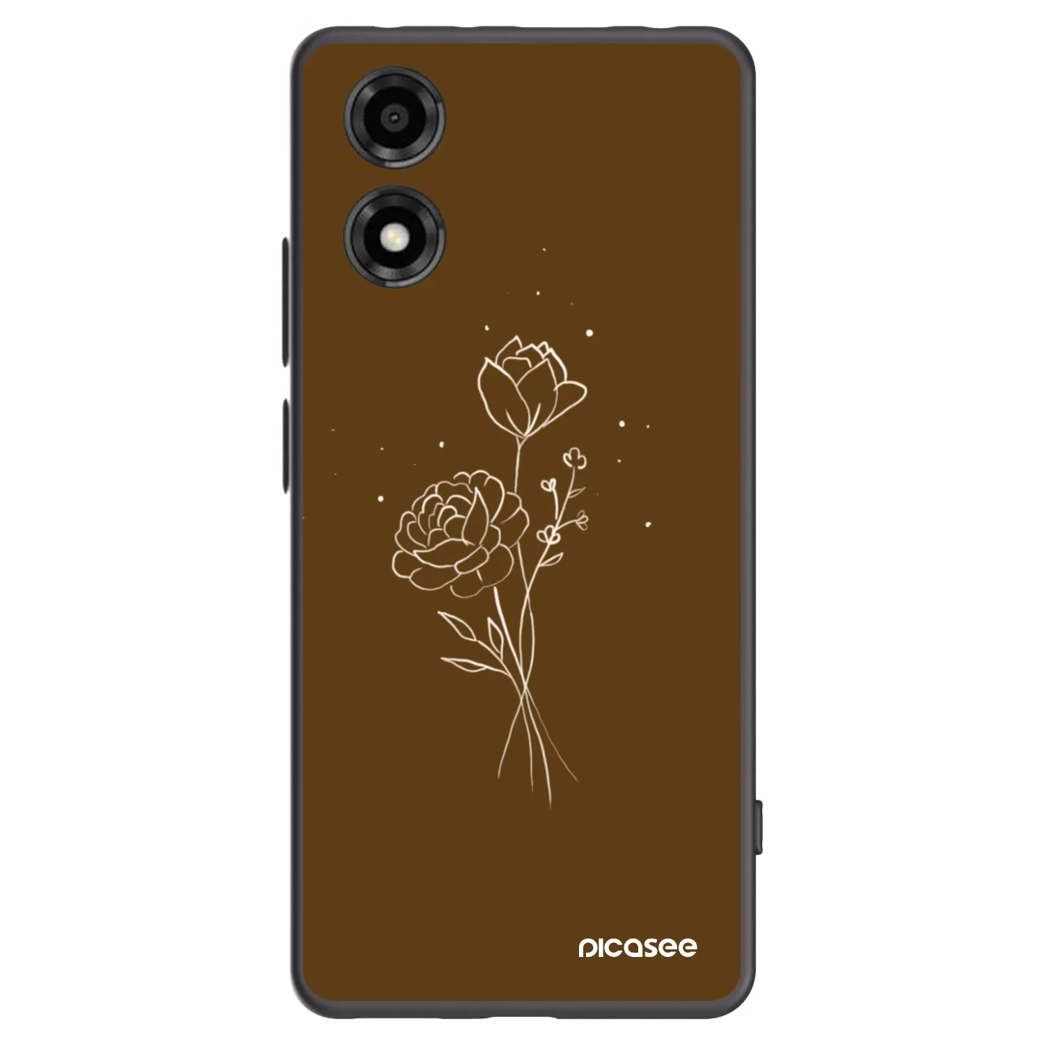 Picasee husă neagră din silicon pentru Motorola Moto E14 - Brown flowers
