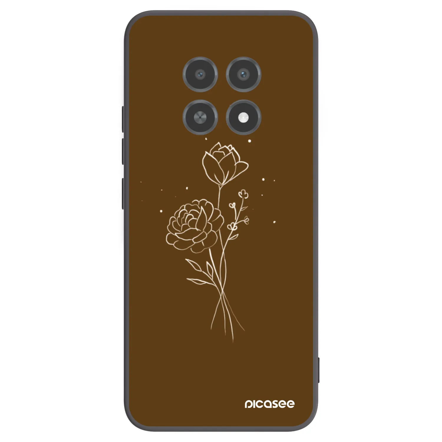 Picasee husă neagră din silicon pentru Realme 12X - Brown flowers