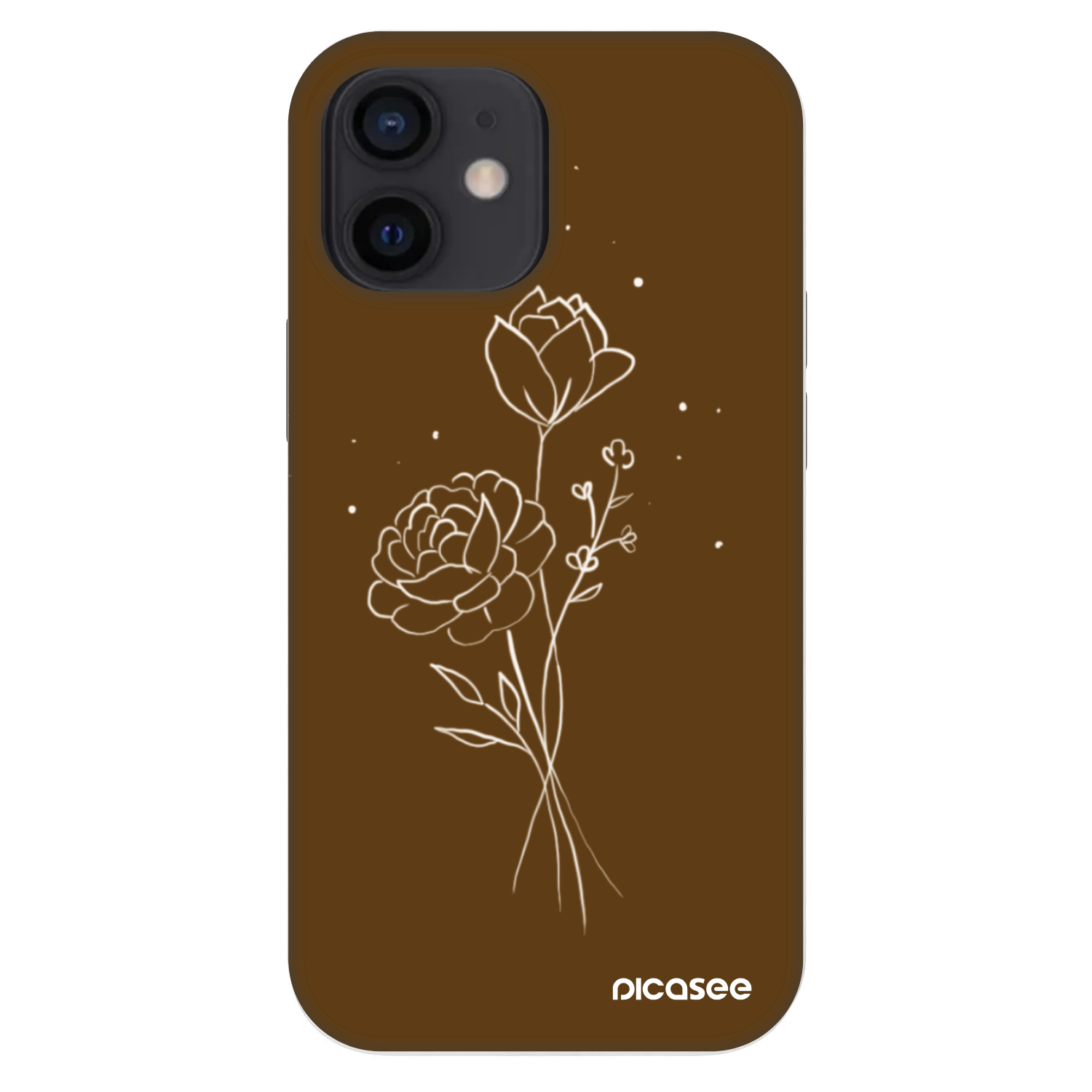 Picasee Fashion Case pentru Apple iPhone 12 mini - Brown flowers