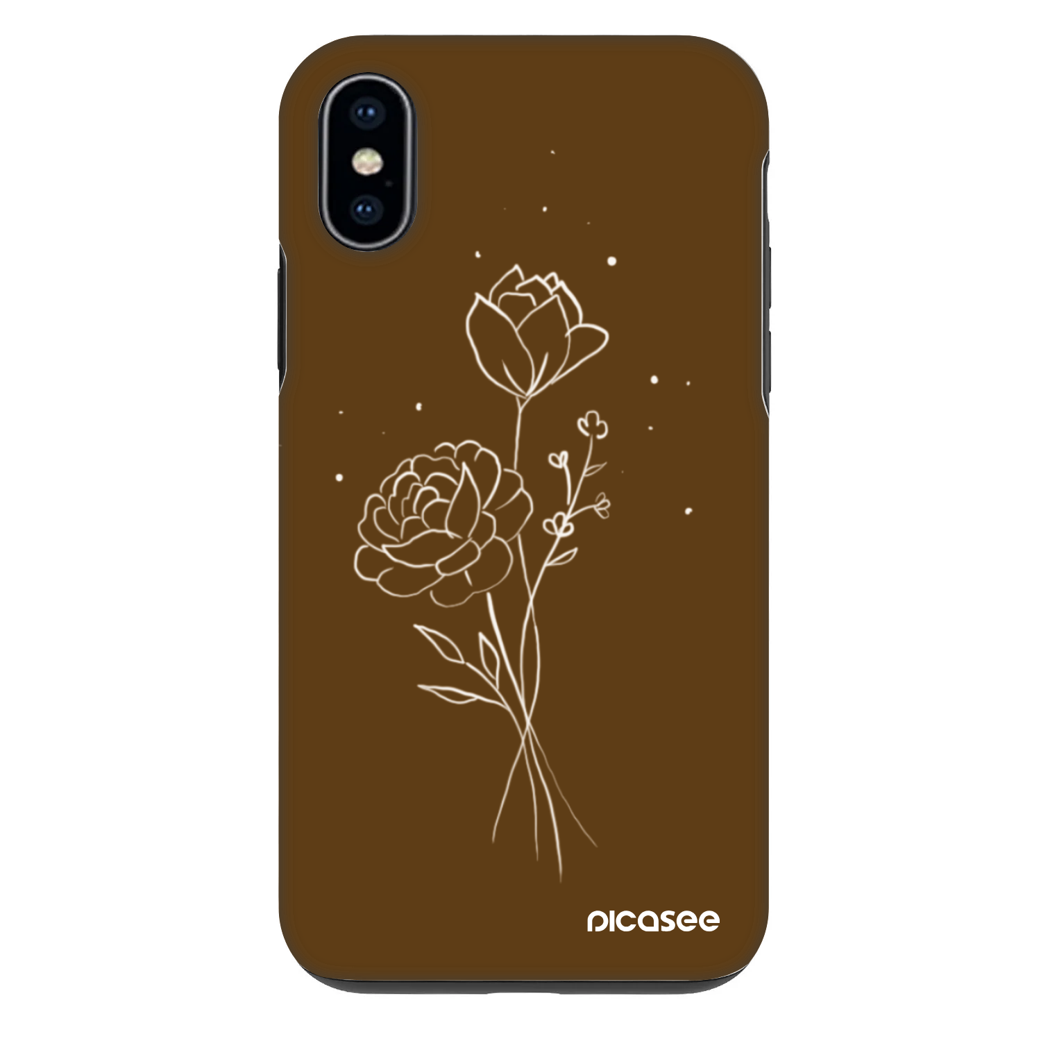 Picasee Fashion Case pentru Apple iPhone X/XS - Brown flowers