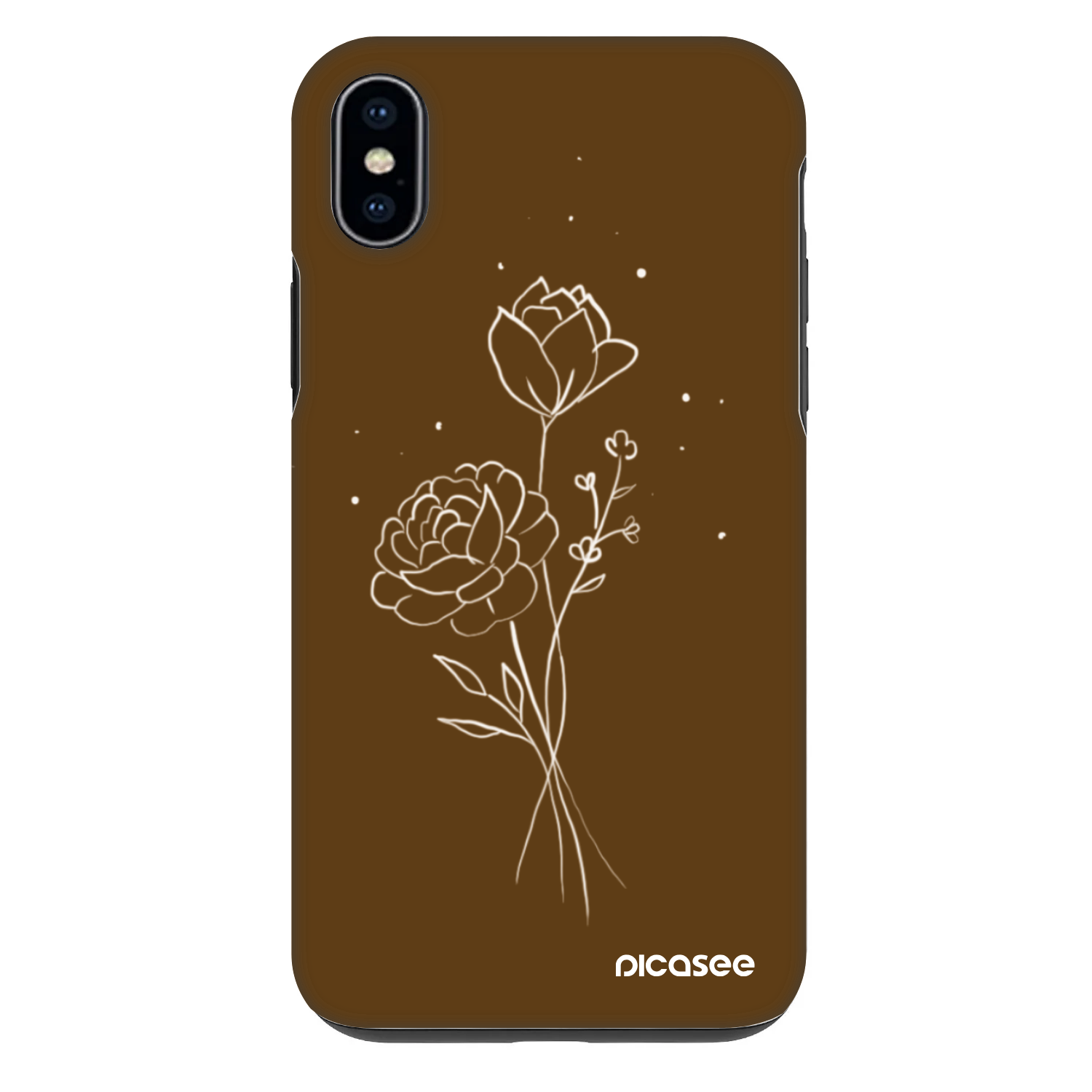 Picasee Fashion Case pentru Apple iPhone XS Max - Brown flowers