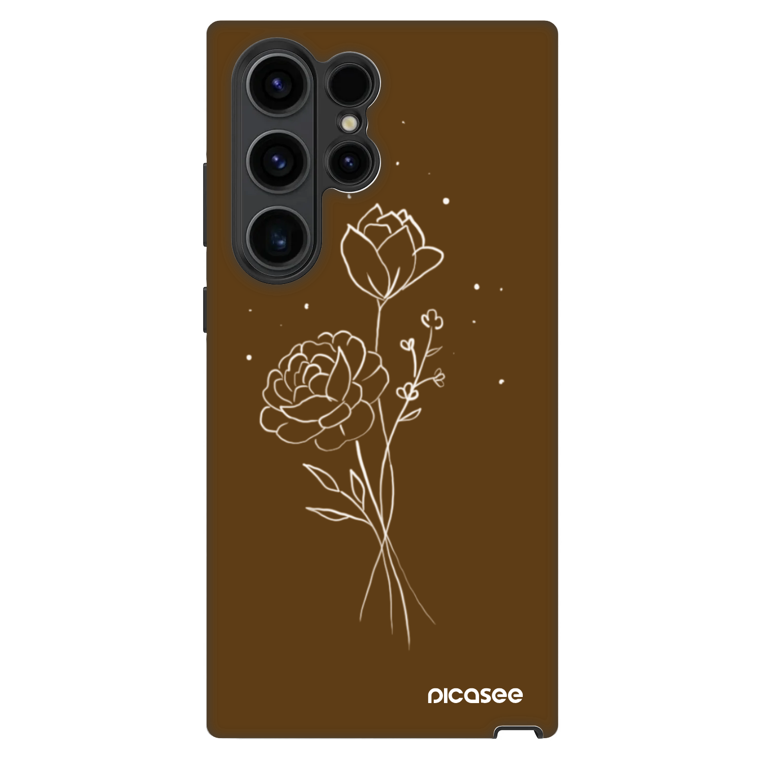 Picasee Fashion Case pentru Samsung Galaxy S23 Ultra 5G - Brown flowers