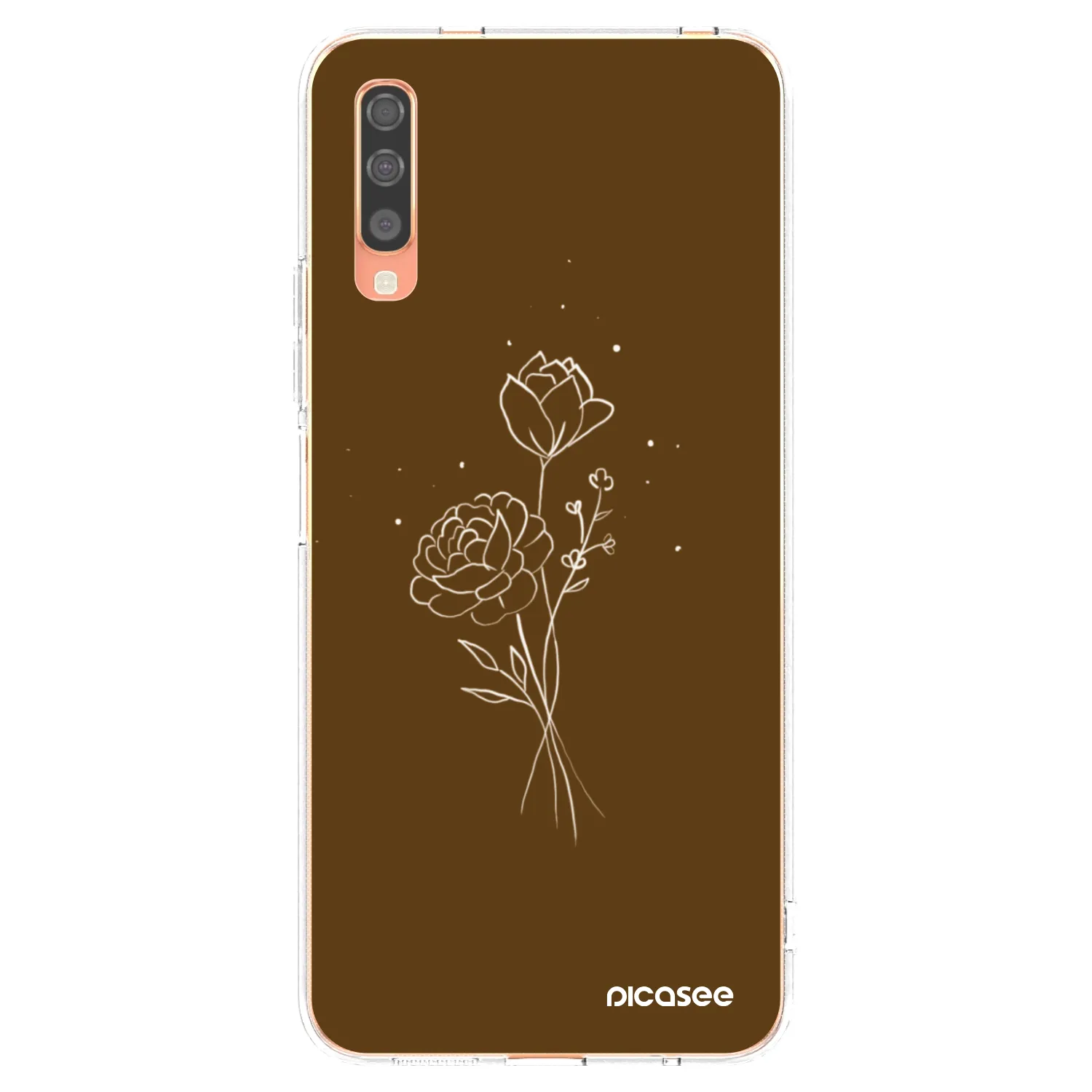 Picasee husă transparentă din silicon pentru Samsung Galaxy A70 A705F - Brown flowers