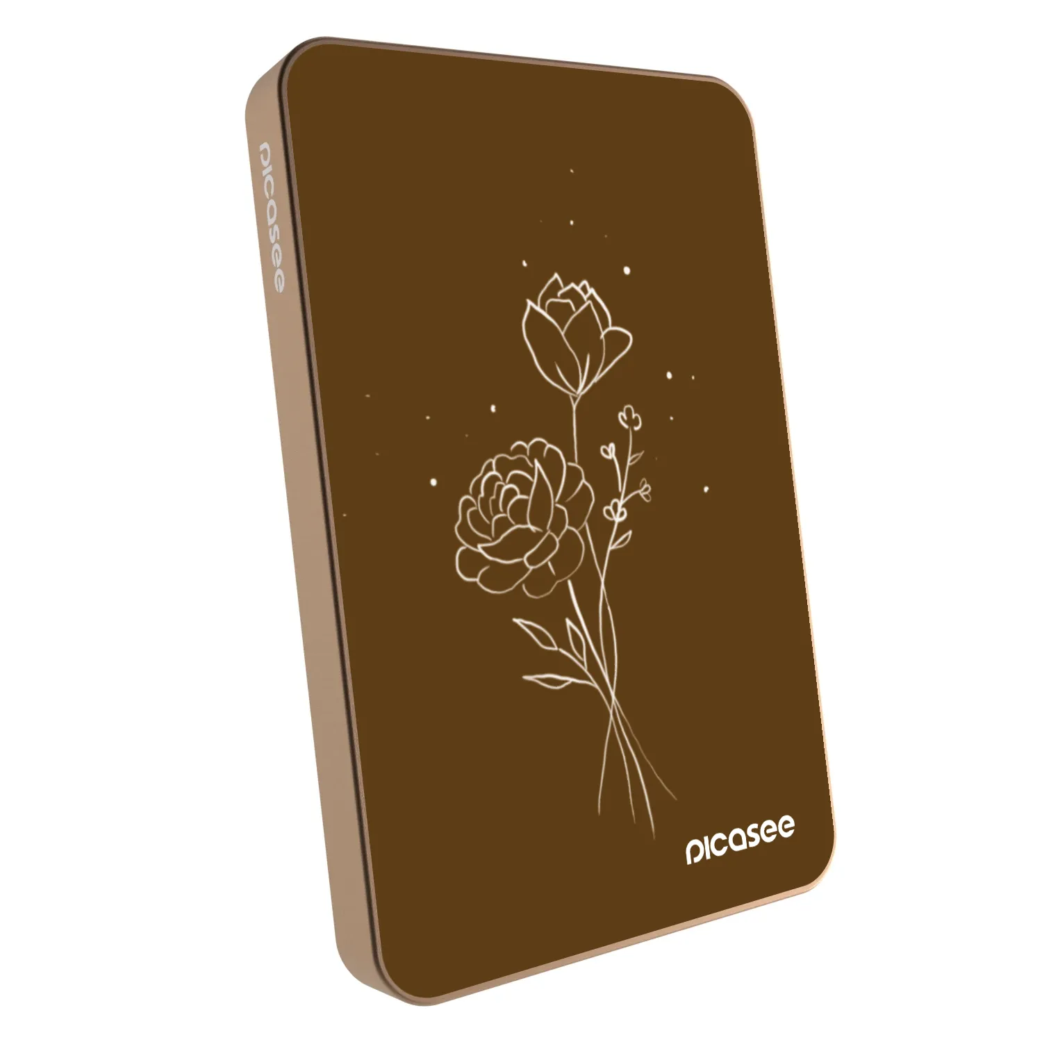 Picasee Powerbank cu MagSafe 5 000 mAh De aur - Brown flowers
