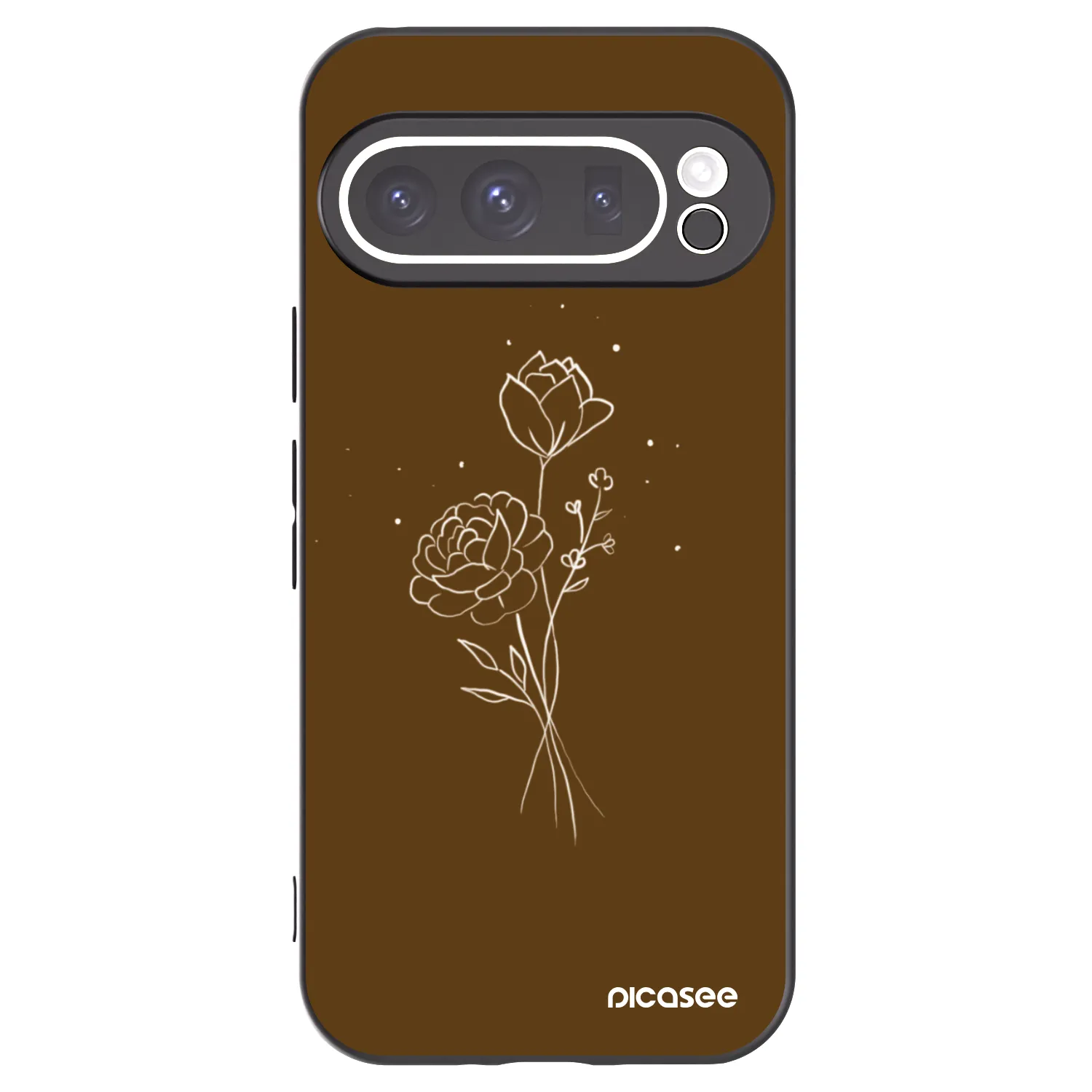Picasee husă neagră din silicon pentru Google Pixel 9 Pro XL - Brown flowers