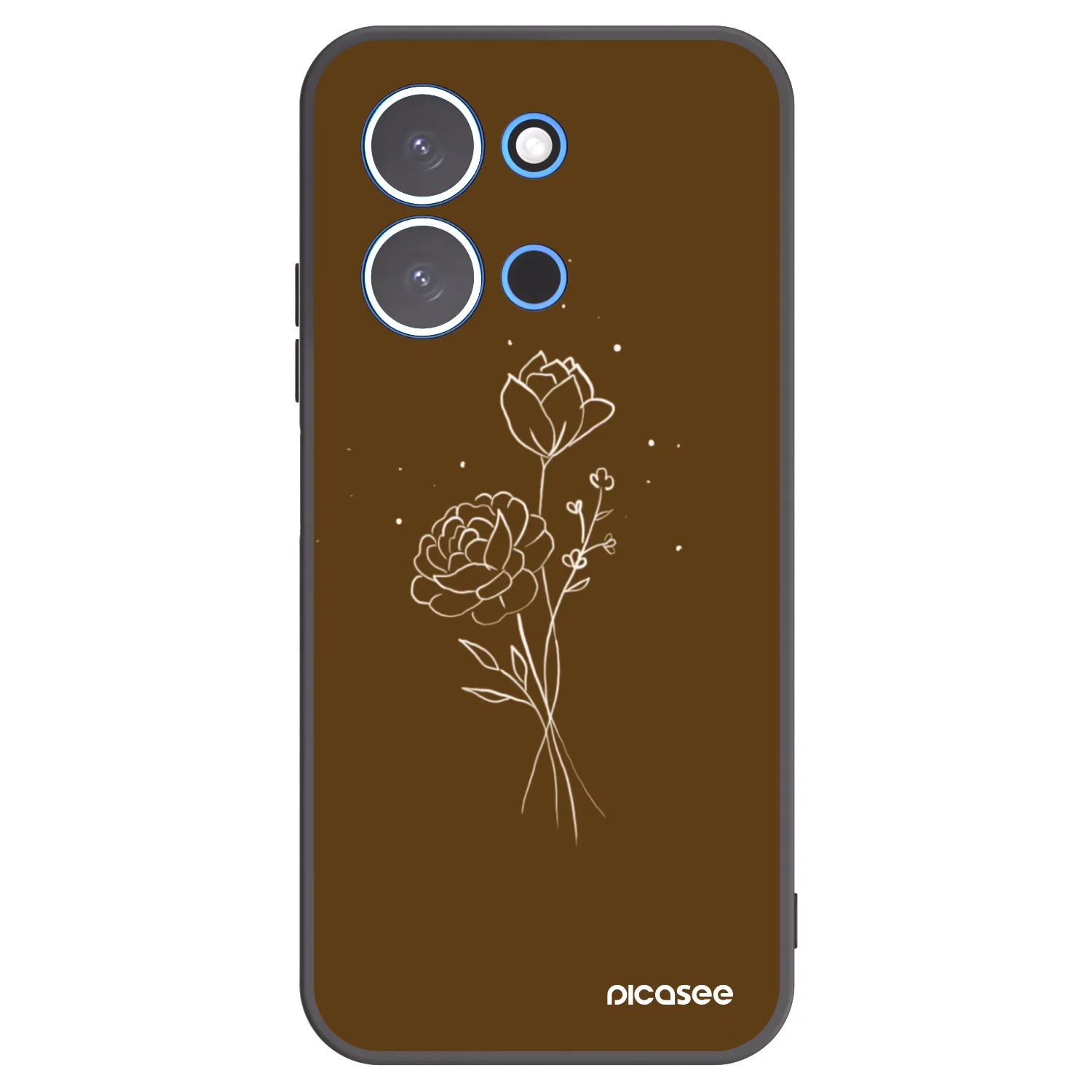 Picasee husă neagră din silicon pentru Xiaomi Redmi 15C 4G - Brown flowers