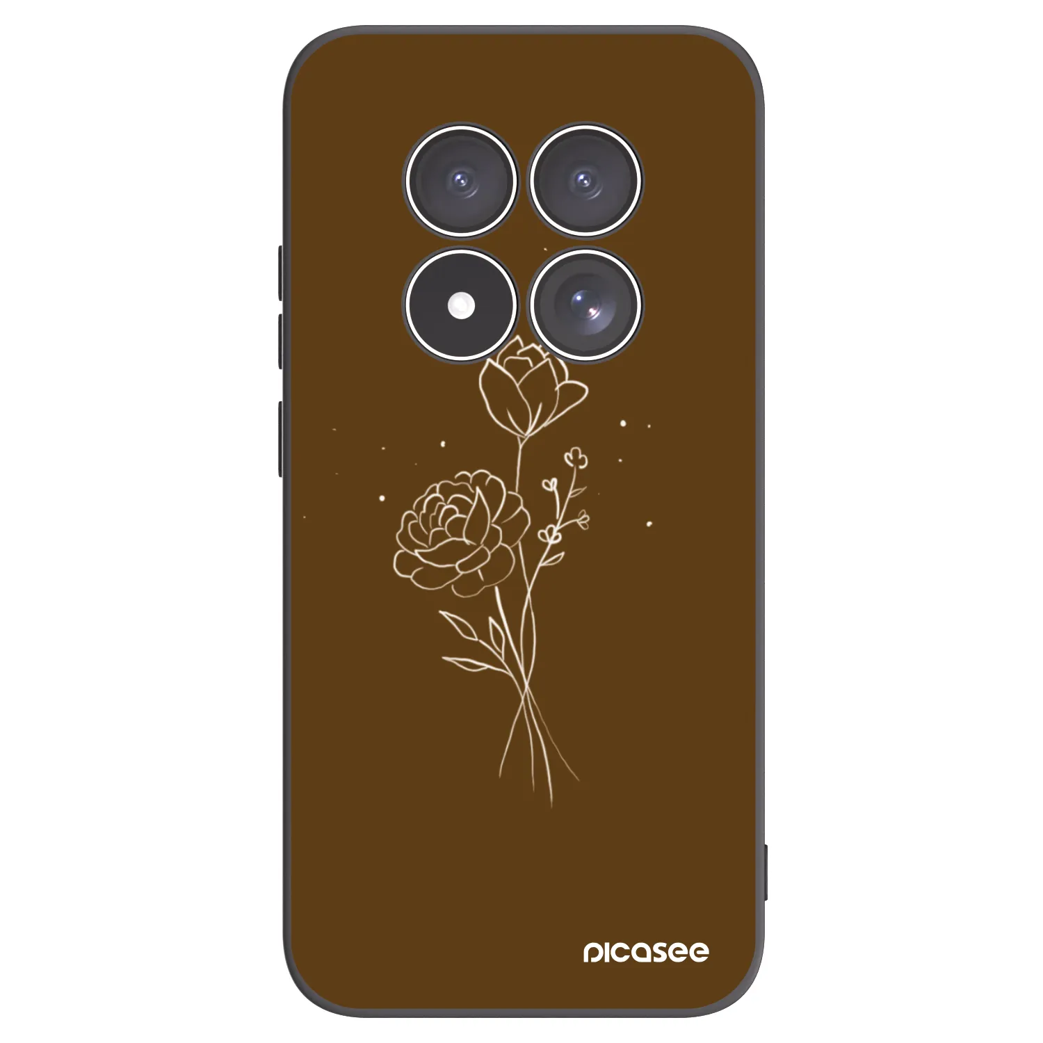 Picasee husă neagră din silicon pentru Xiaomi Redmi Note 15 Pro 4G - Brown flowers