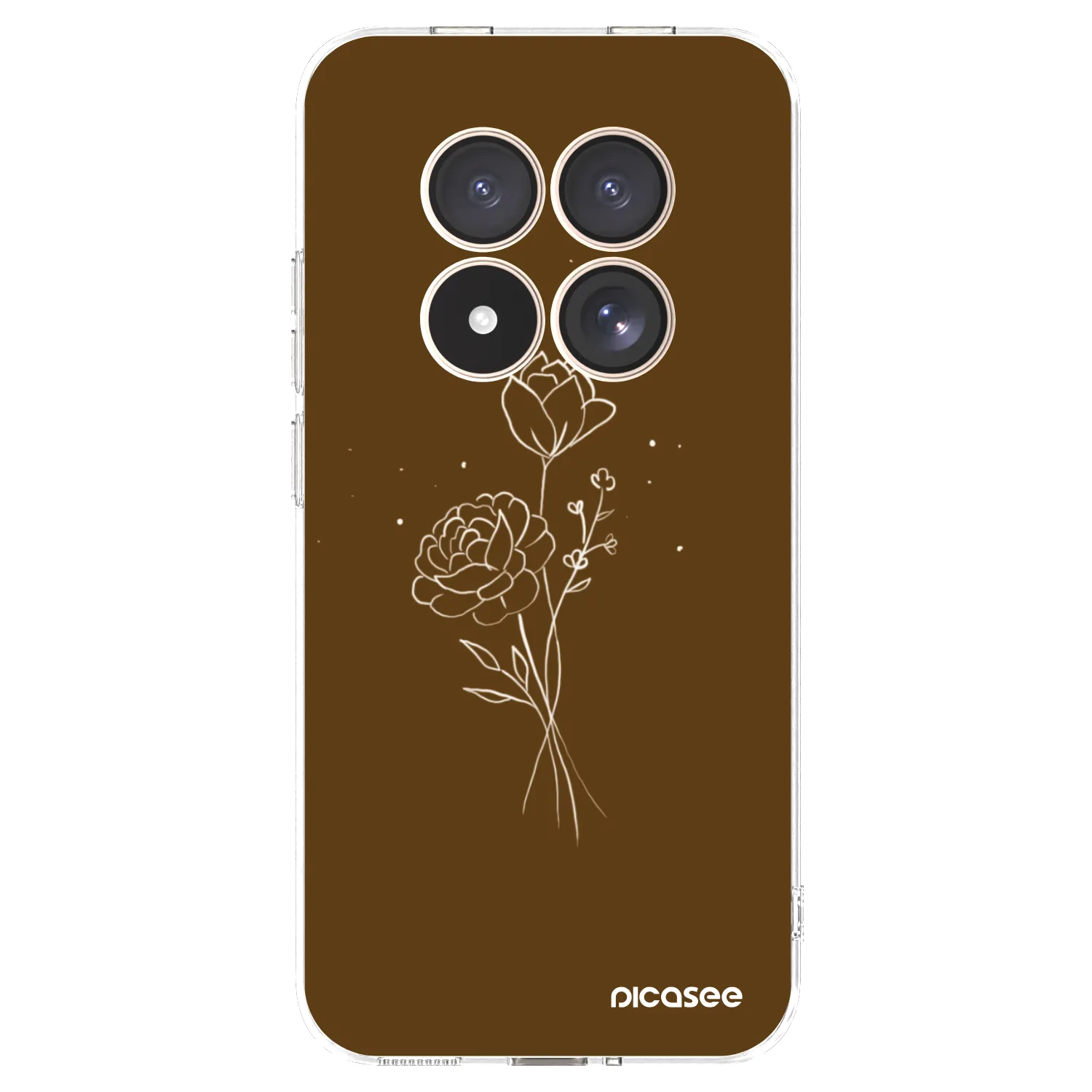 Picasee husă transparentă din silicon pentru Xiaomi Redmi Note 15 Pro 4G - Brown flowers