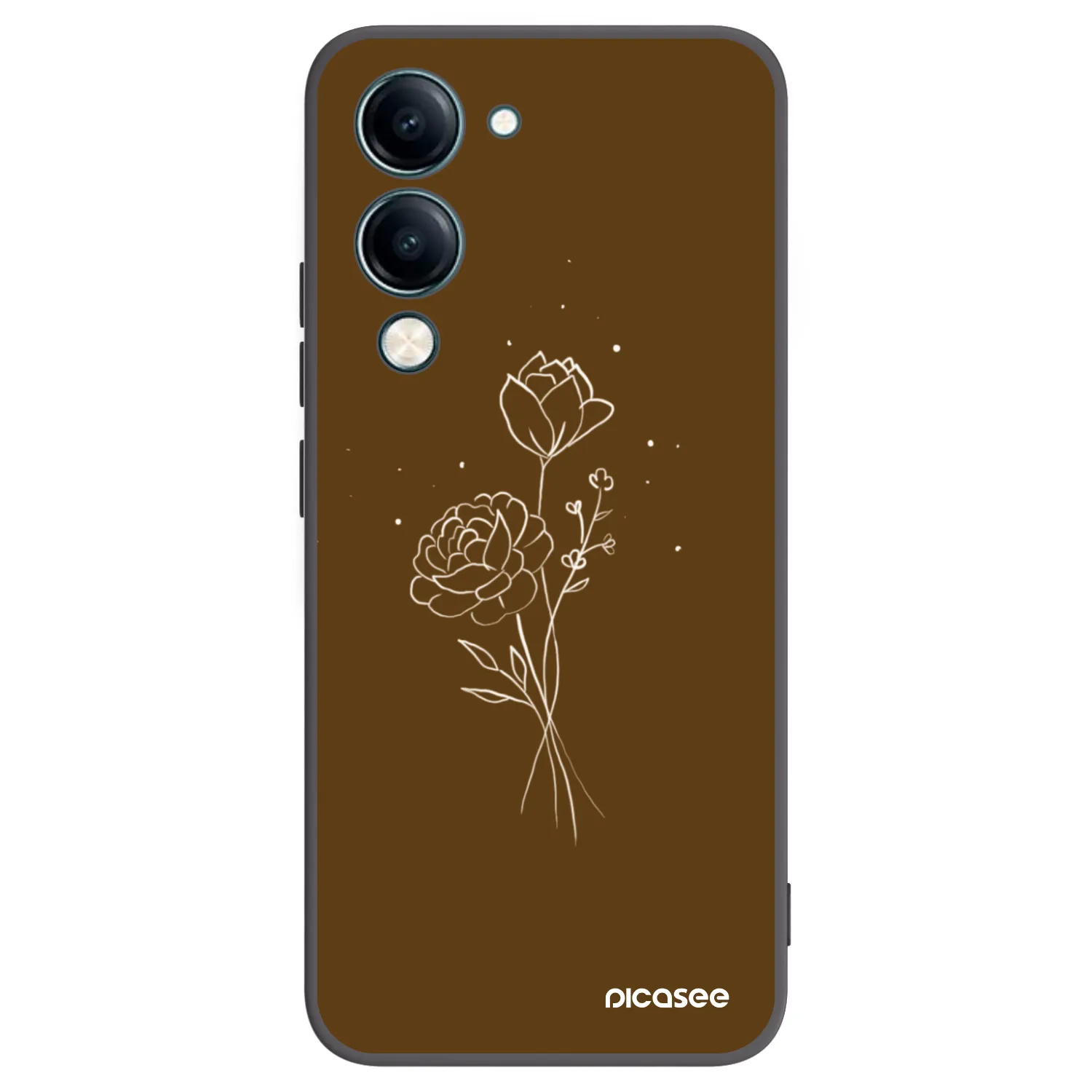 Picasee husă neagră din silicon pentru Vivo Y29s 5G - Brown flowers