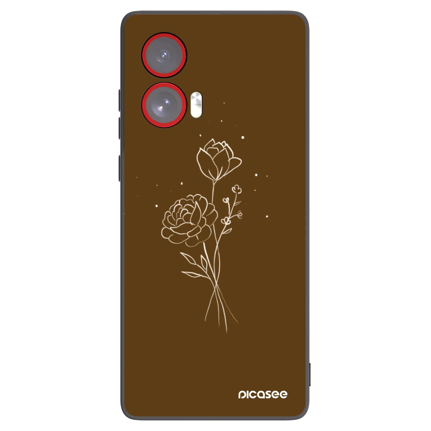 Picasee husă neagră din silicon pentru Motorola Edge 50 Fusion - Brown flowers