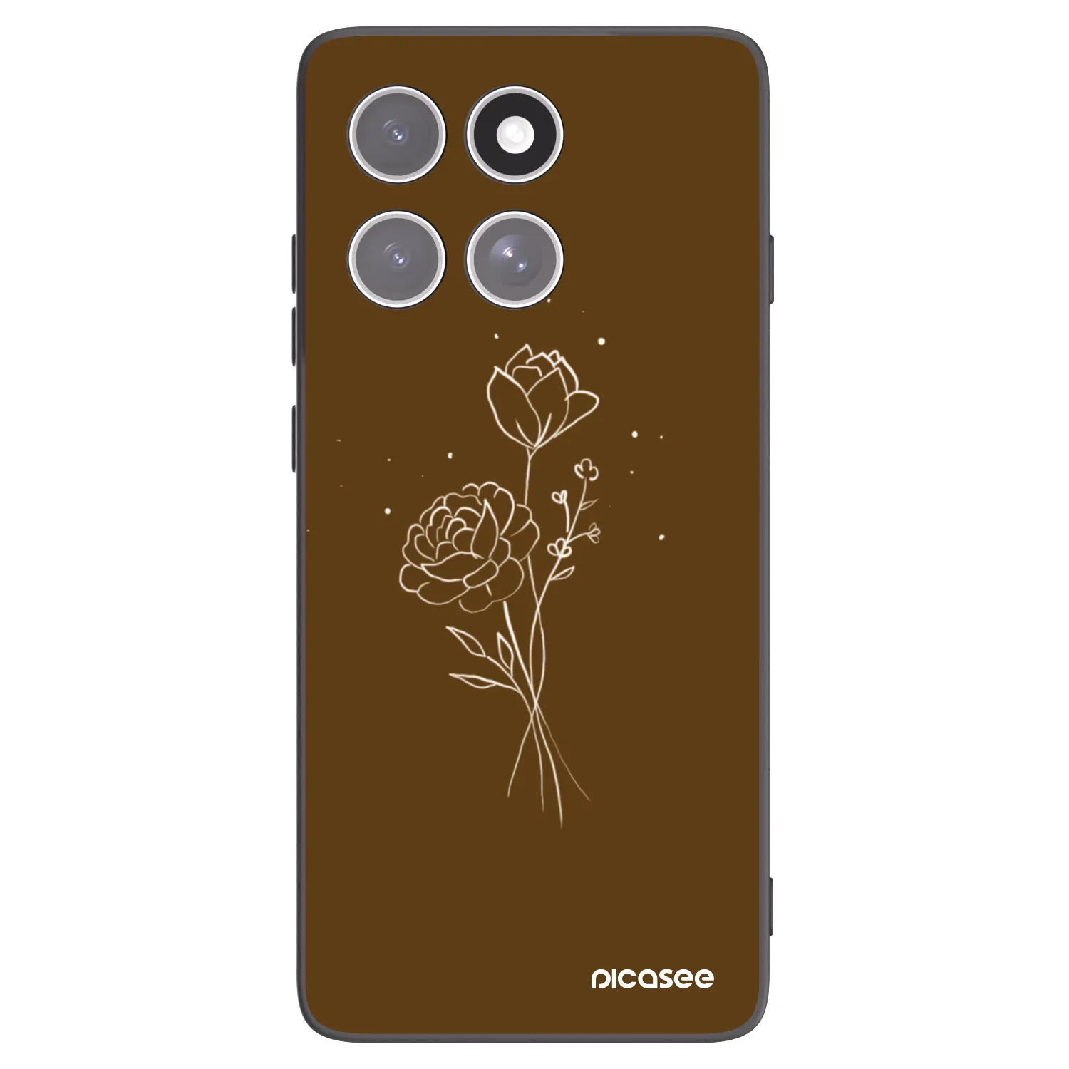 Picasee husă neagră din silicon pentru Motorola Edge 60 Fusion - Brown flowers