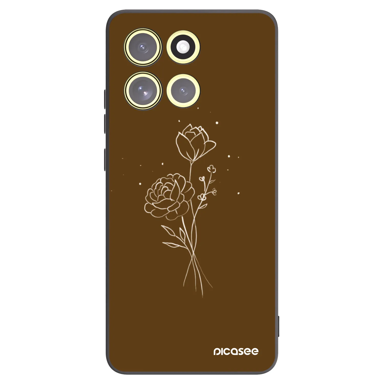 Picasee husă neagră din silicon pentru Motorola Moto G86 Power 5G - Brown flowers