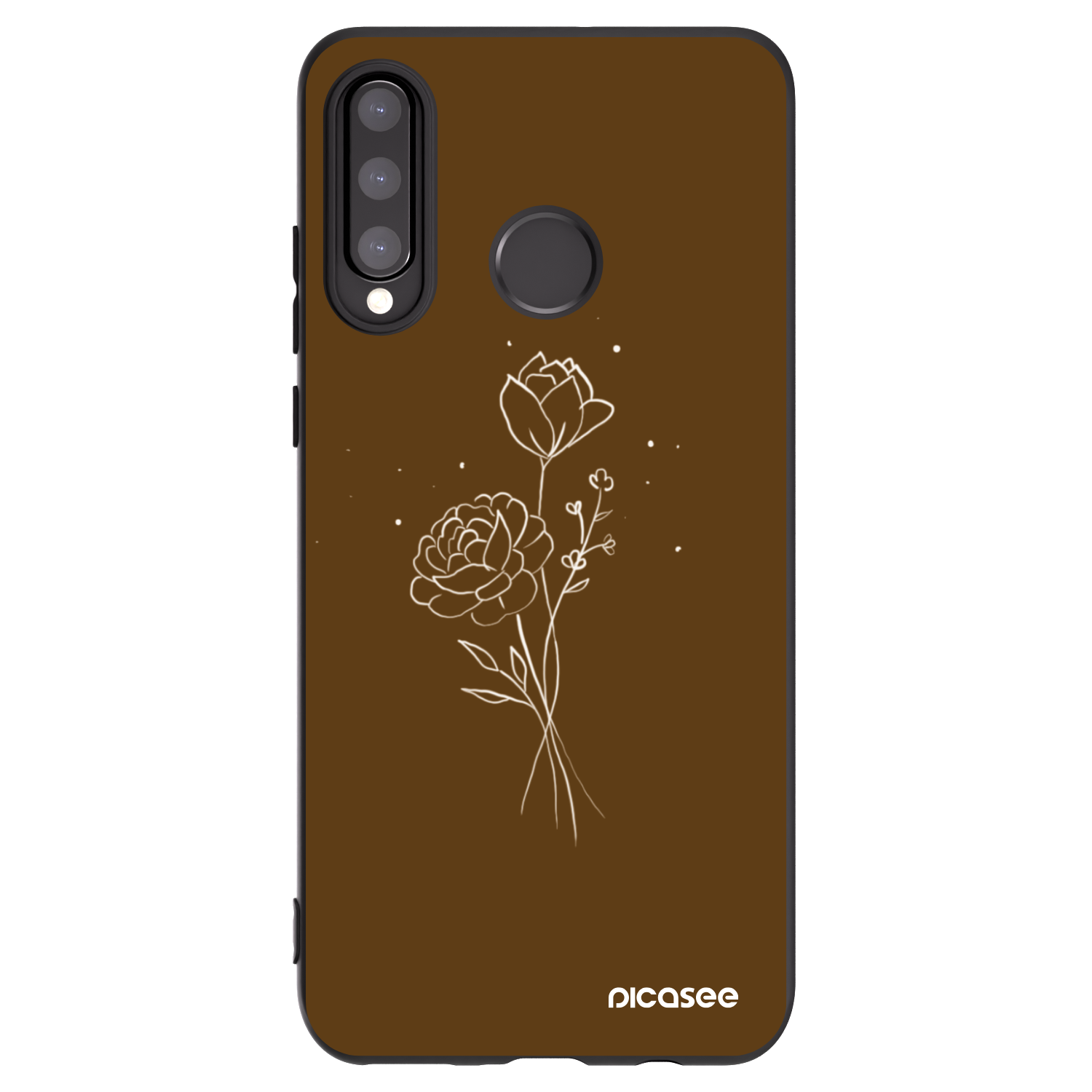Picasee husă neagră din silicon pentru Huawei P30 Lite - Brown flowers