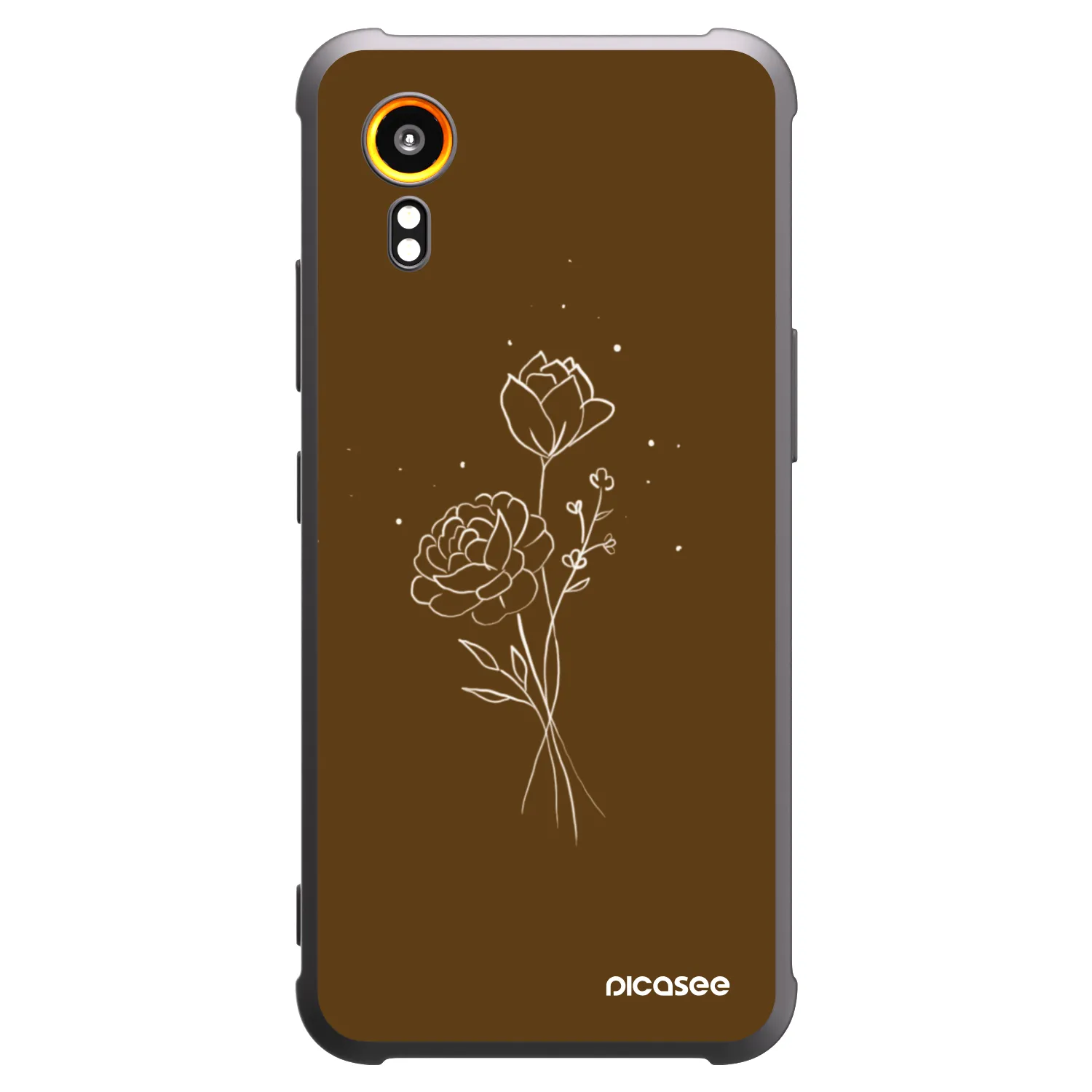Picasee husă neagră din silicon pentru Samsung Galaxy Xcover 7 - Brown flowers