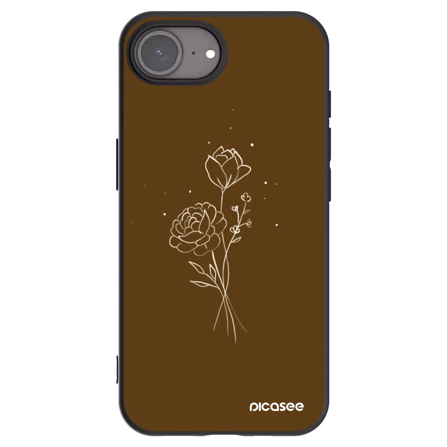 Picasee husă neagră din silicon pentru Apple iPhone 17e - Brown flowers
