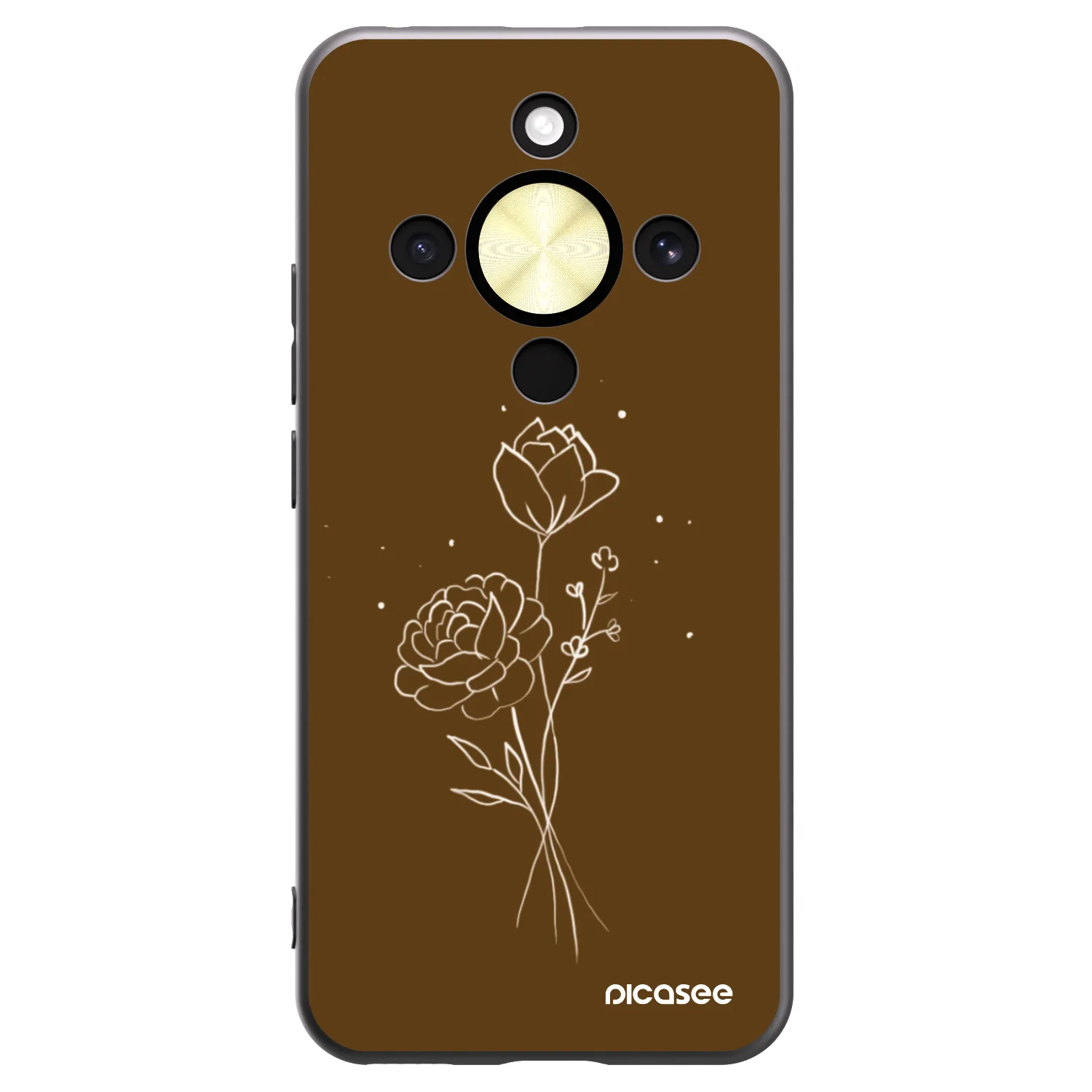 Picasee husă neagră din silicon pentru Honor Magic8 Lite 5G - Brown flowers