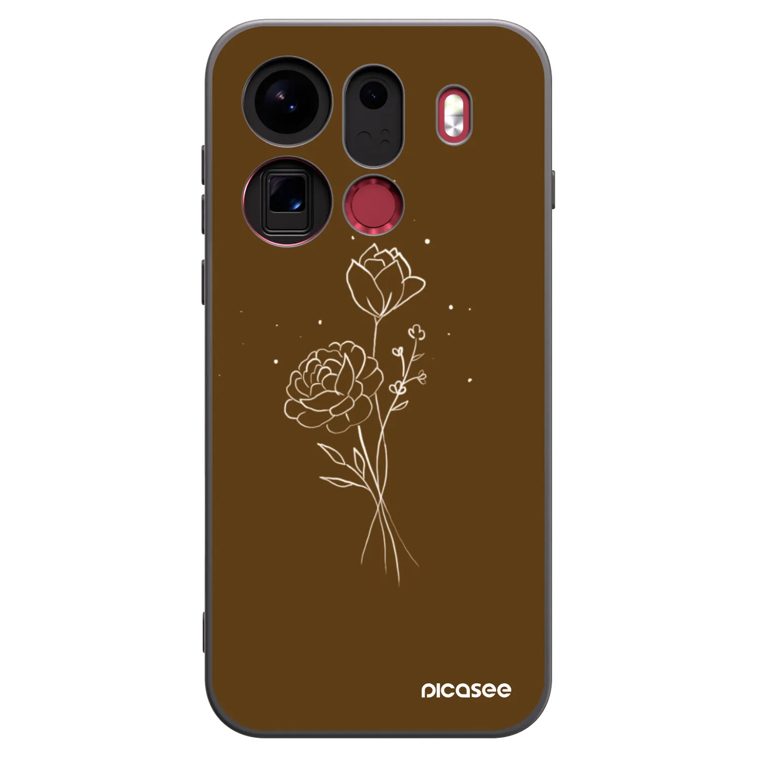 Picasee husă neagră din silicon pentru OPPO Find X9 Pro - Brown flowers