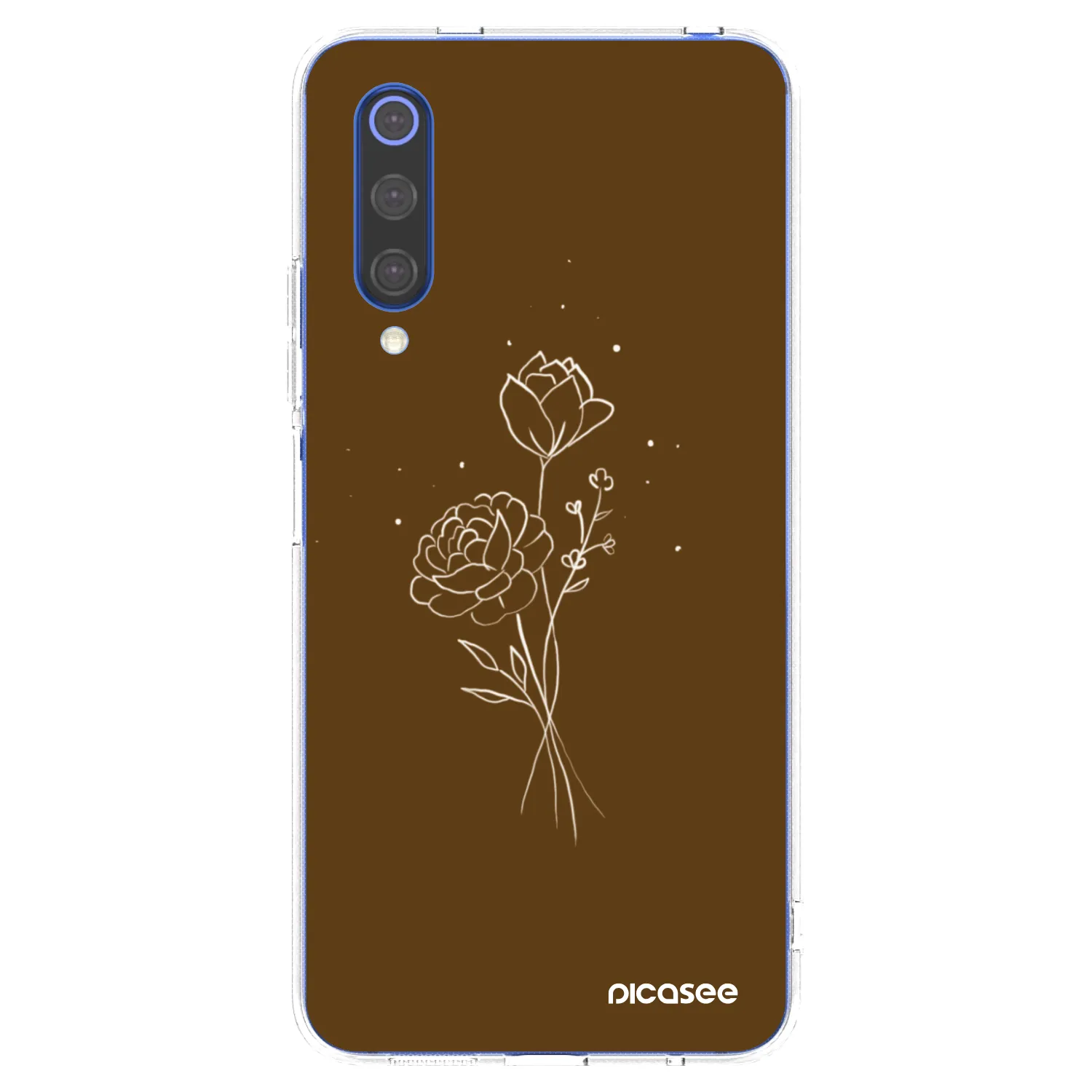 Picasee husă transparentă din silicon pentru Xiaomi Mi 9 SE - Brown flowers
