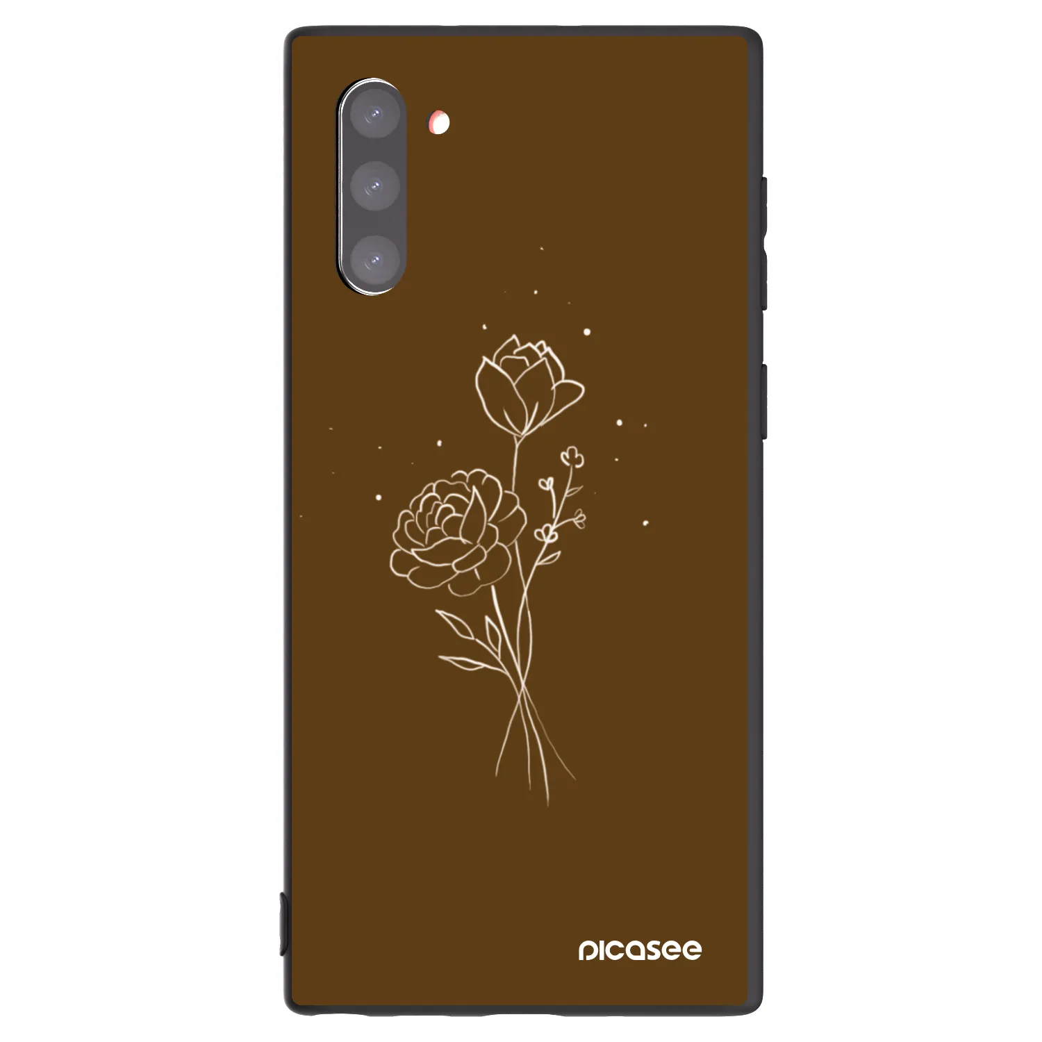 Picasee husă neagră din silicon pentru Samsung Galaxy Note 10 N970F - Brown flowers