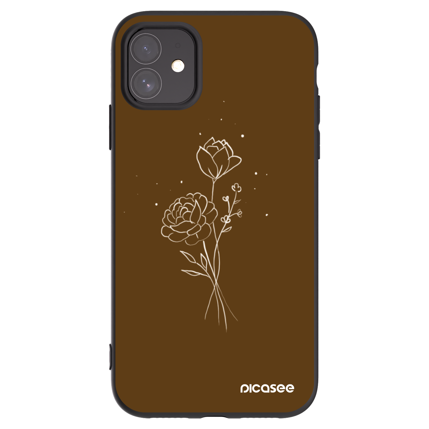 Picasee husă neagră din silicon pentru Apple iPhone 11 - Brown flowers
