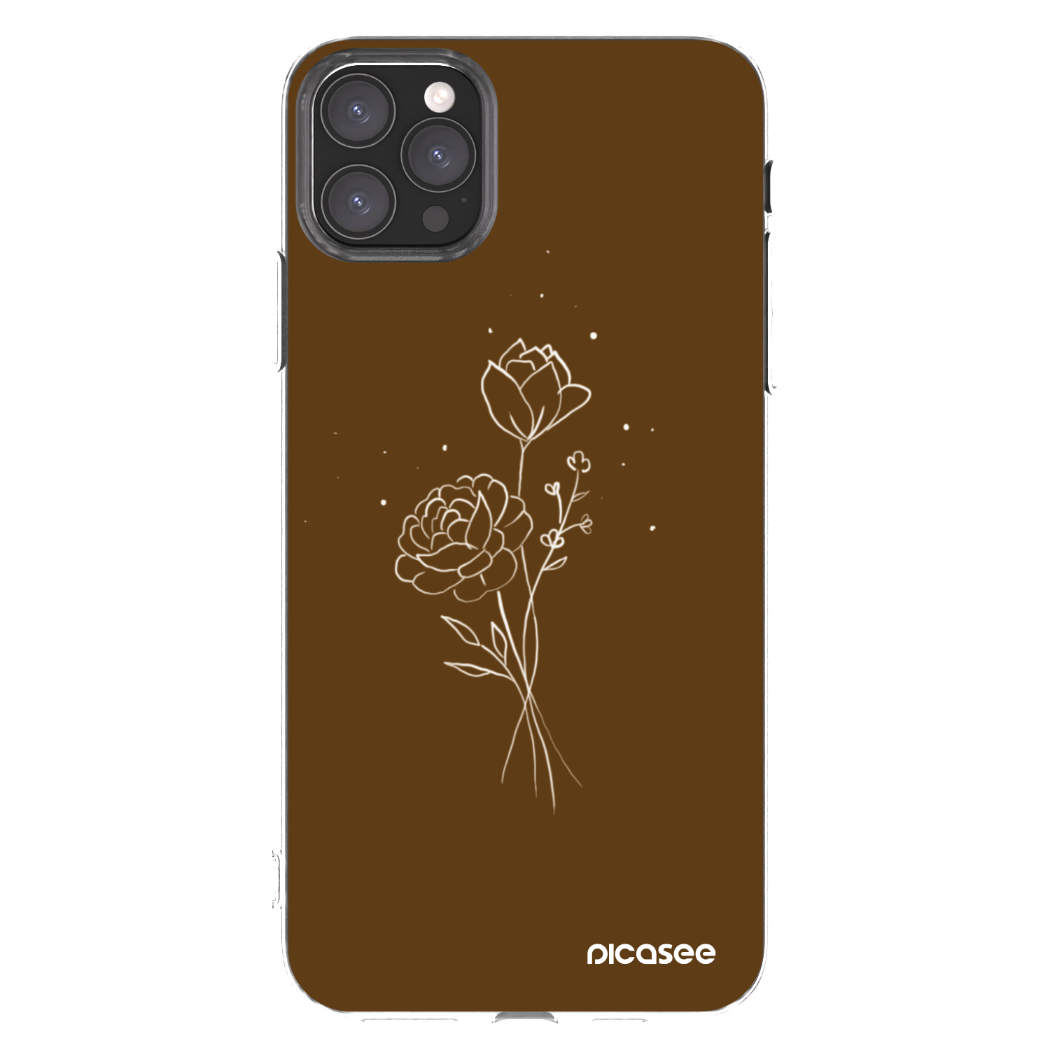 Picasee husă transparentă din silicon pentru Apple iPhone 11 Pro Max - Brown flowers