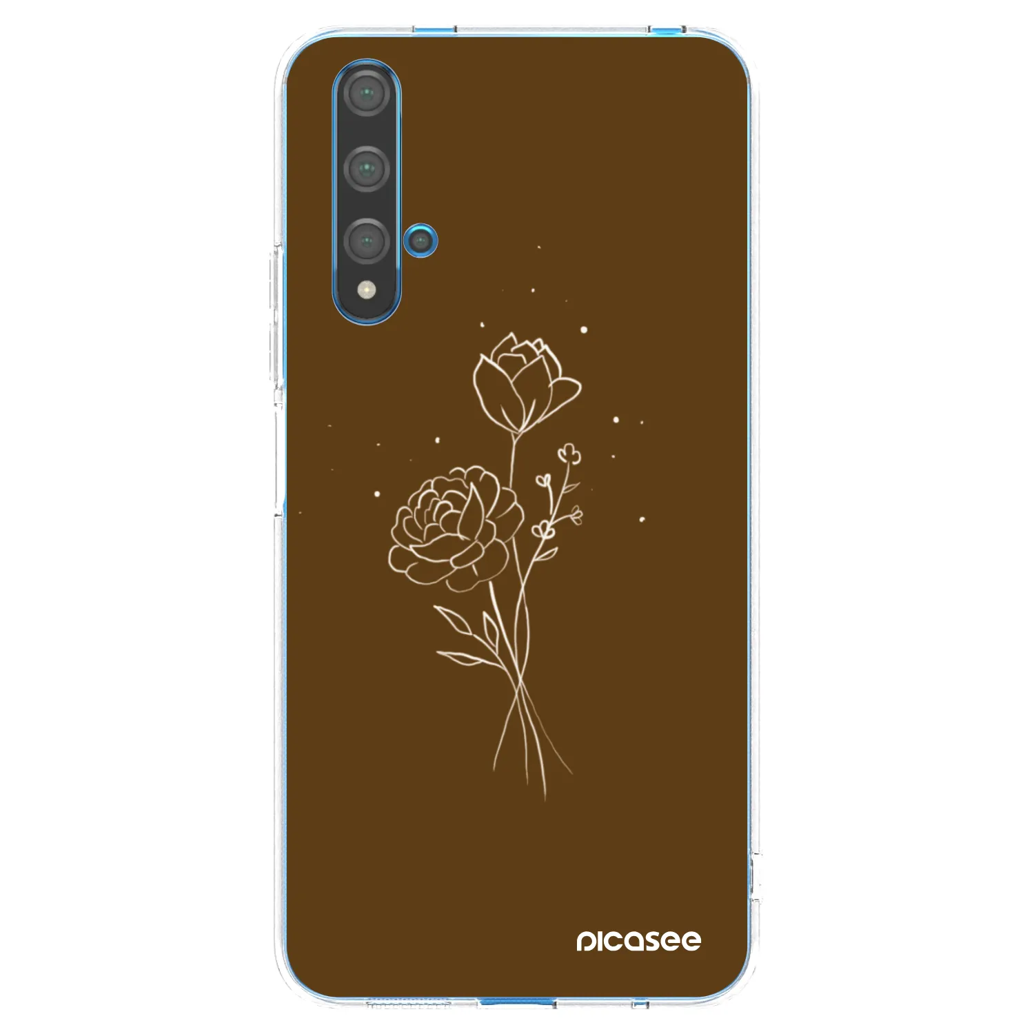 Picasee husă transparentă din silicon pentru Huawei Nova 5T - Brown flowers