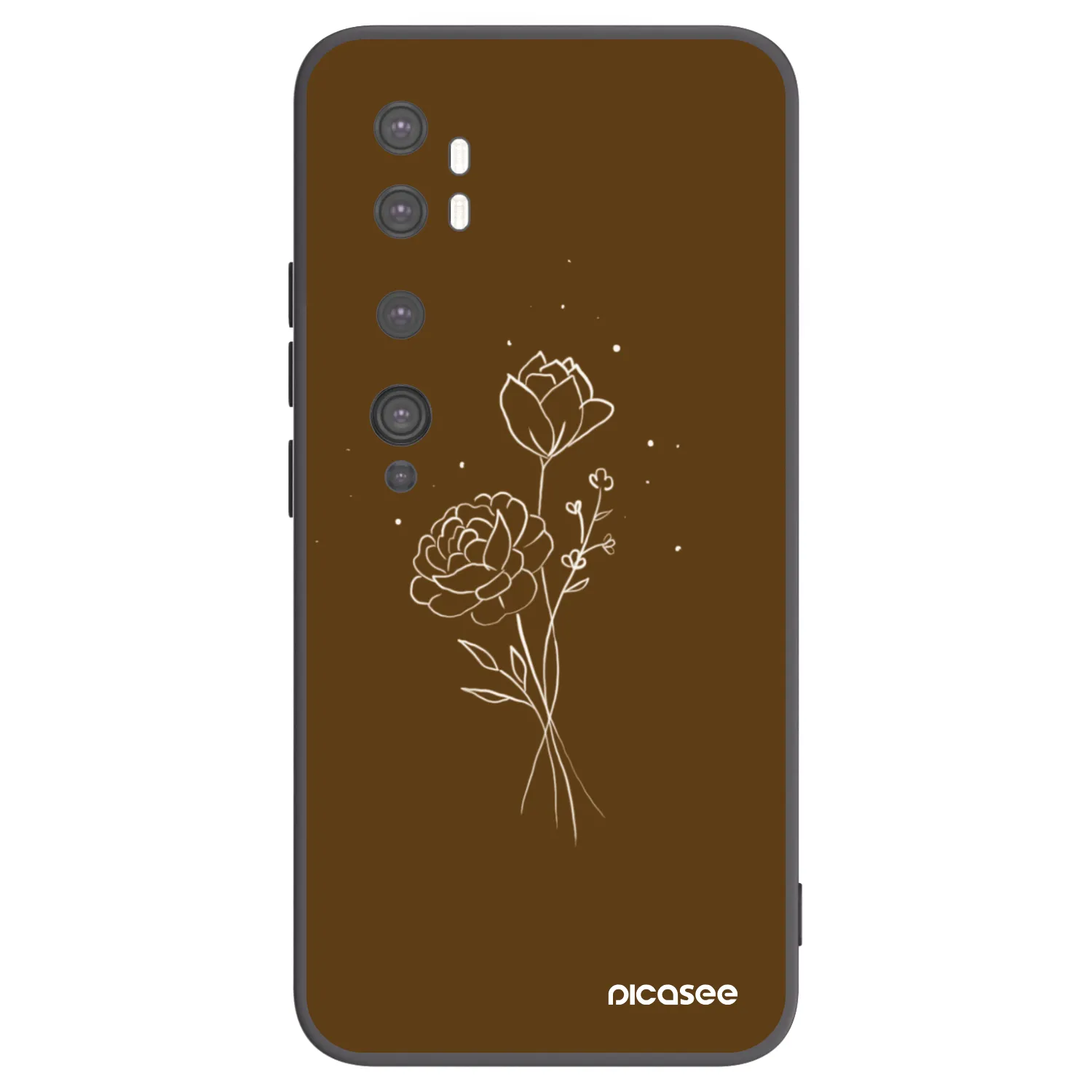 Picasee husă neagră din silicon pentru Xiaomi Mi Note 10 (Pro) - Brown flowers