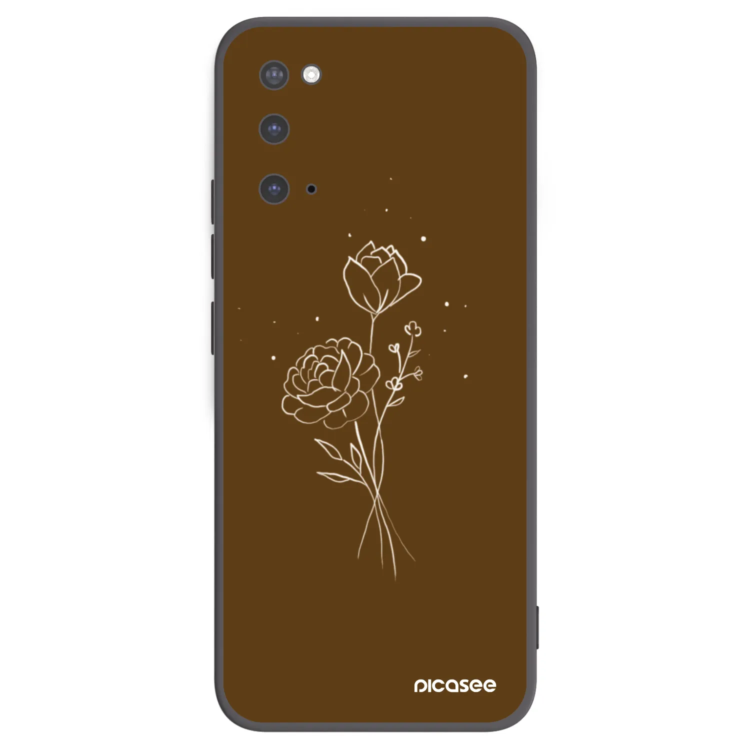 Picasee husă neagră din silicon pentru Samsung Galaxy S20 G980F - Brown flowers