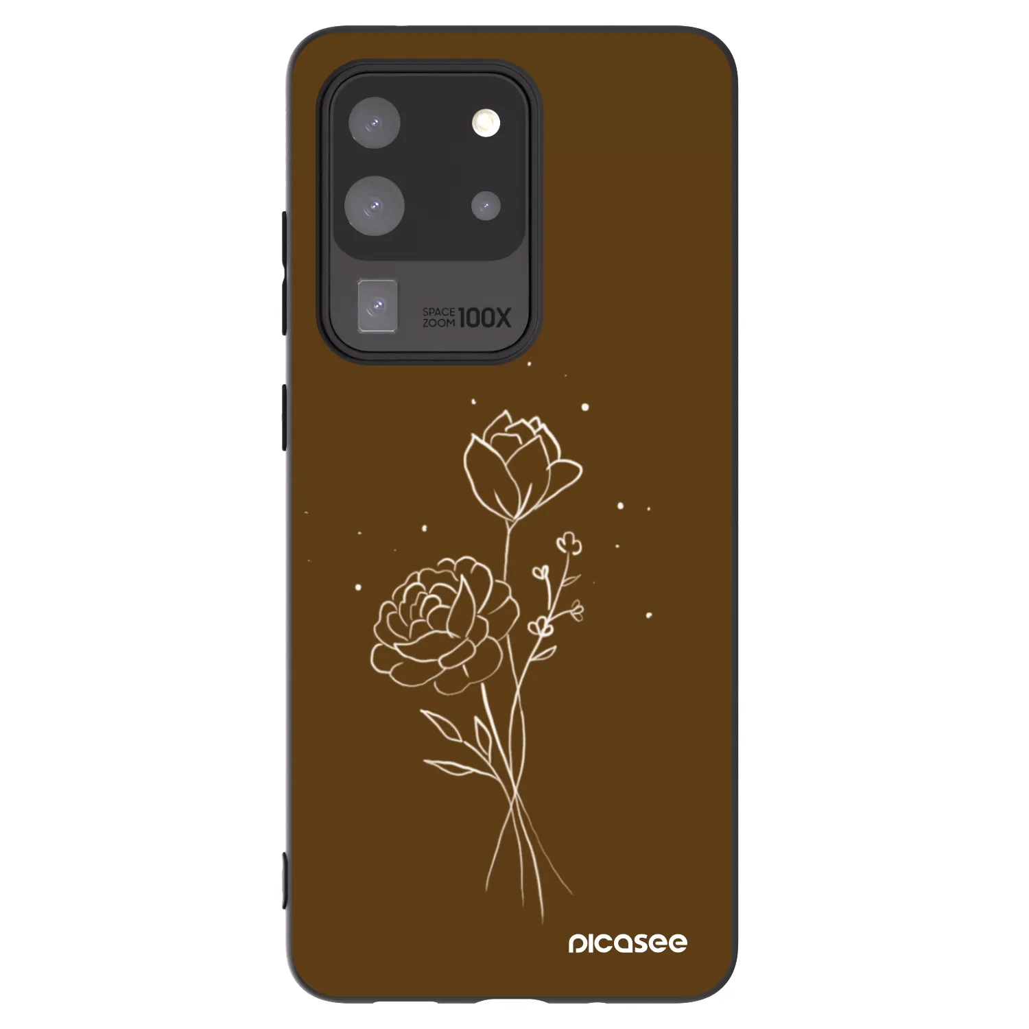 Picasee husă neagră din silicon pentru Samsung Galaxy S20 Ultra 5G G988F - Brown flowers